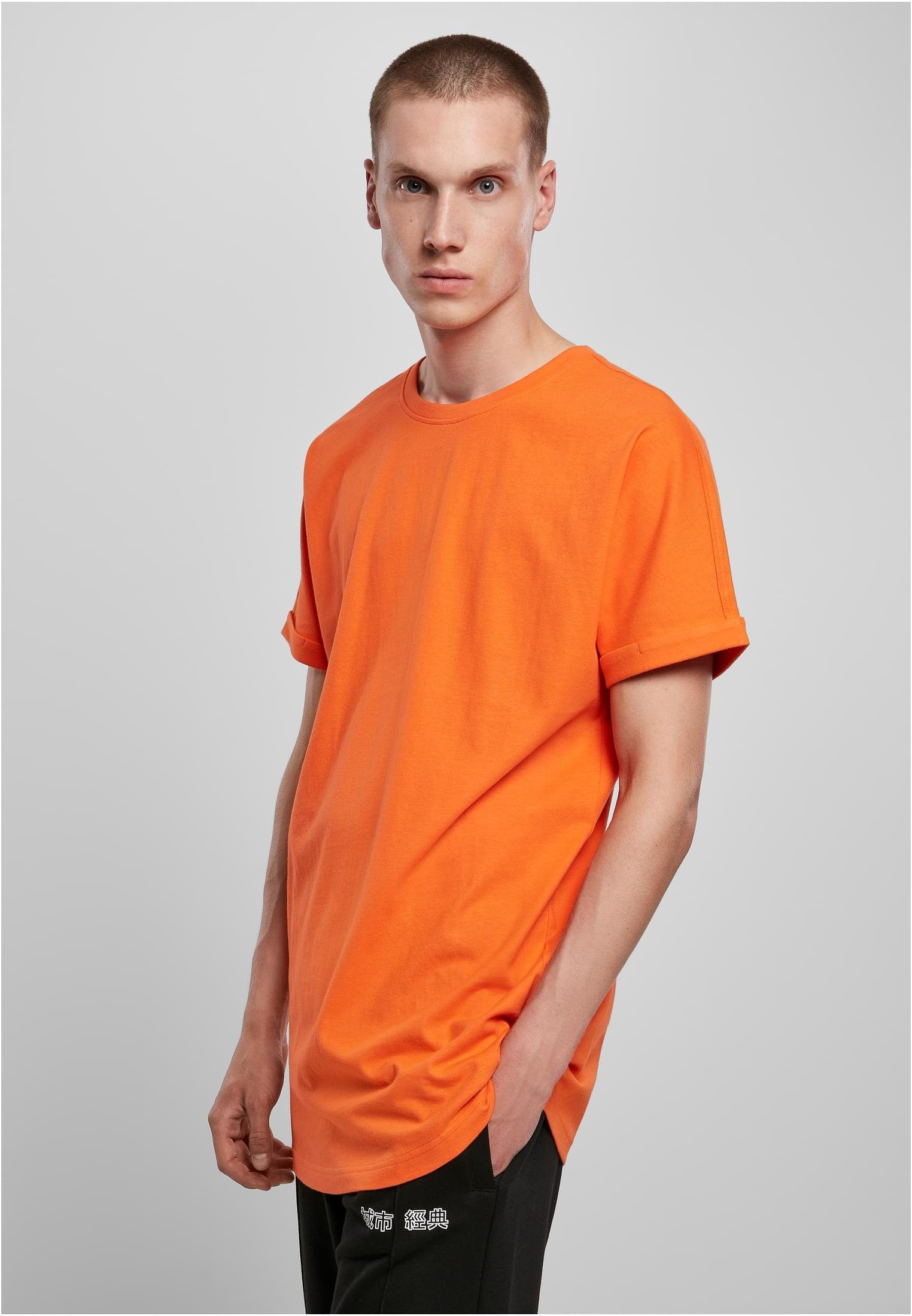 Herren T-Shirt (1-tlg) Tee CLASSICS Turnup URBAN Shaped Long mandarin