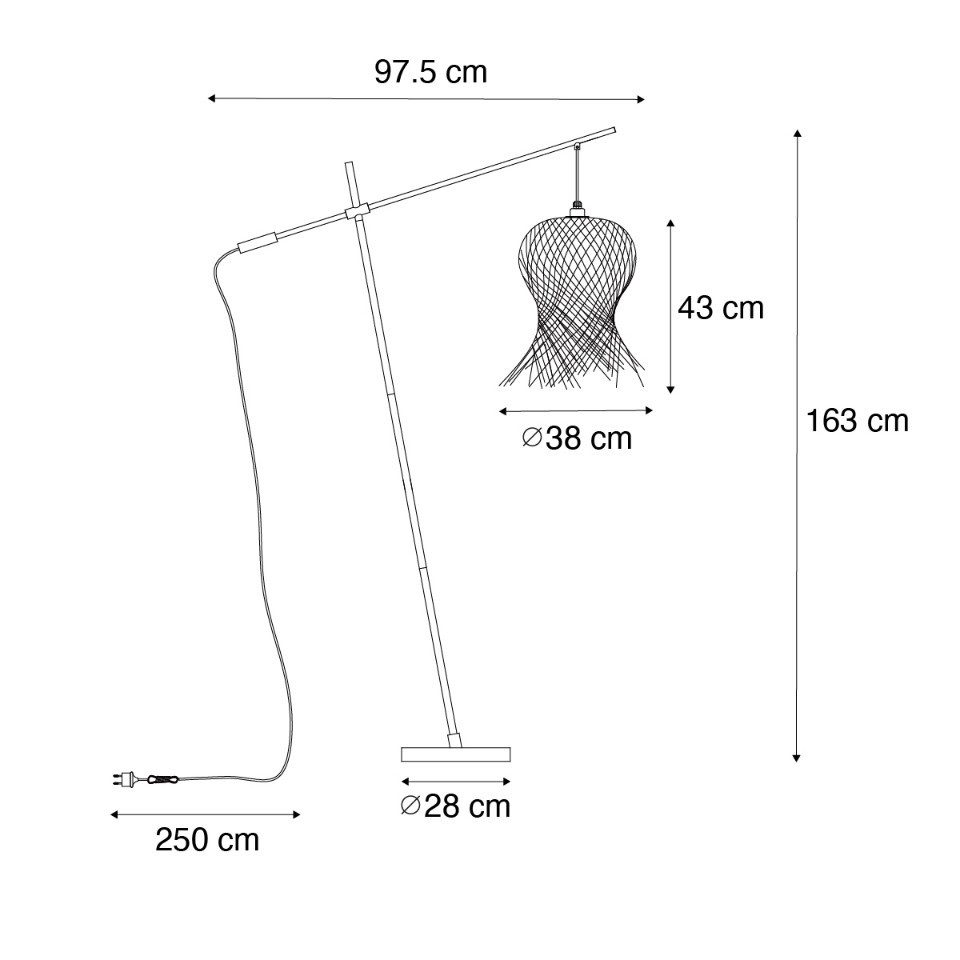 Qazqa Außen-Stehlampe Carlos, ohne Leuchtmittel, Warmweiß, QAZQA Außen Boden­leuchte, e27, Naturel, Bamboo, Orientalisch