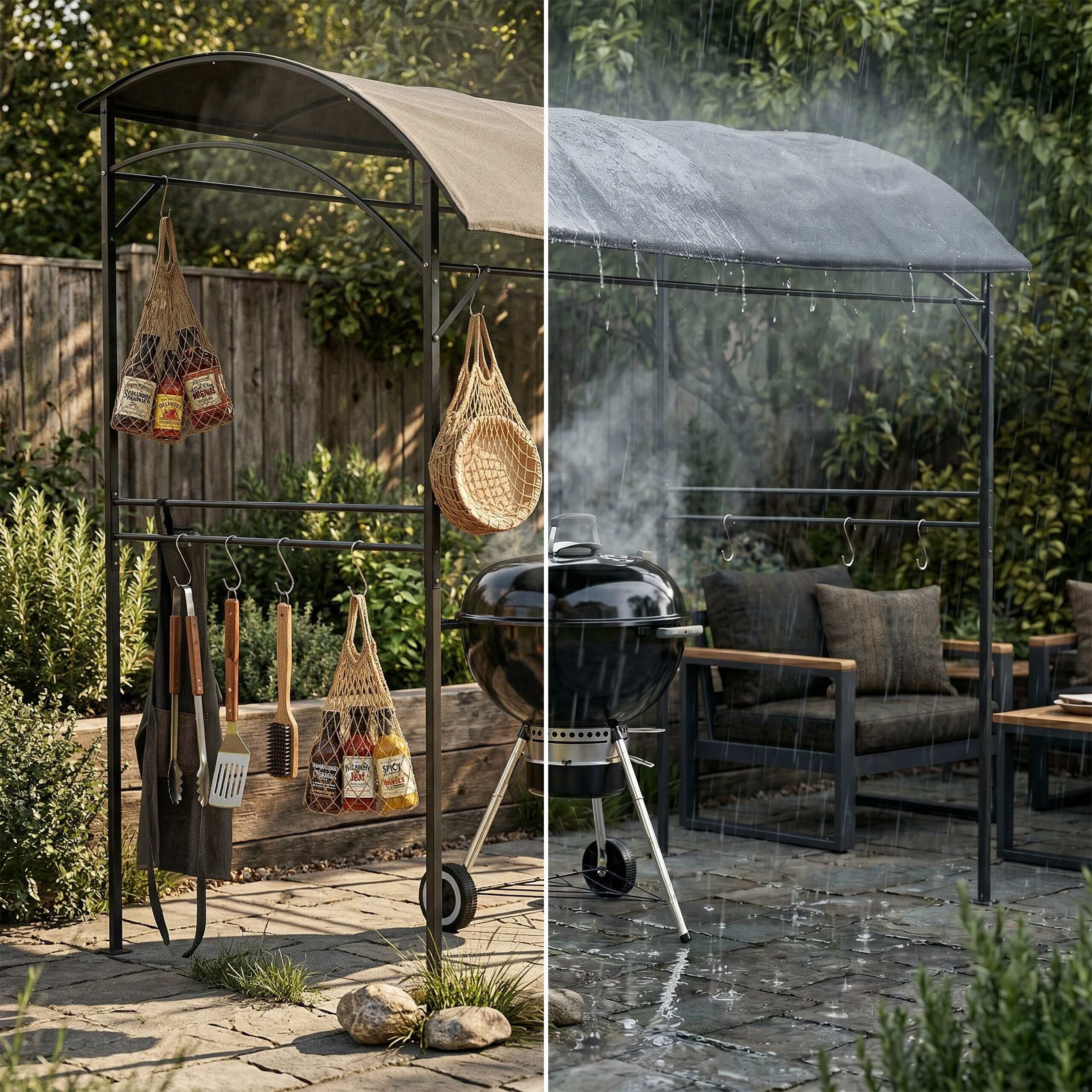 relaxdays Grillpavillon Grill Pavillon aus Metall, mit 0 Seitenteilen, B – Bild 3 von 5