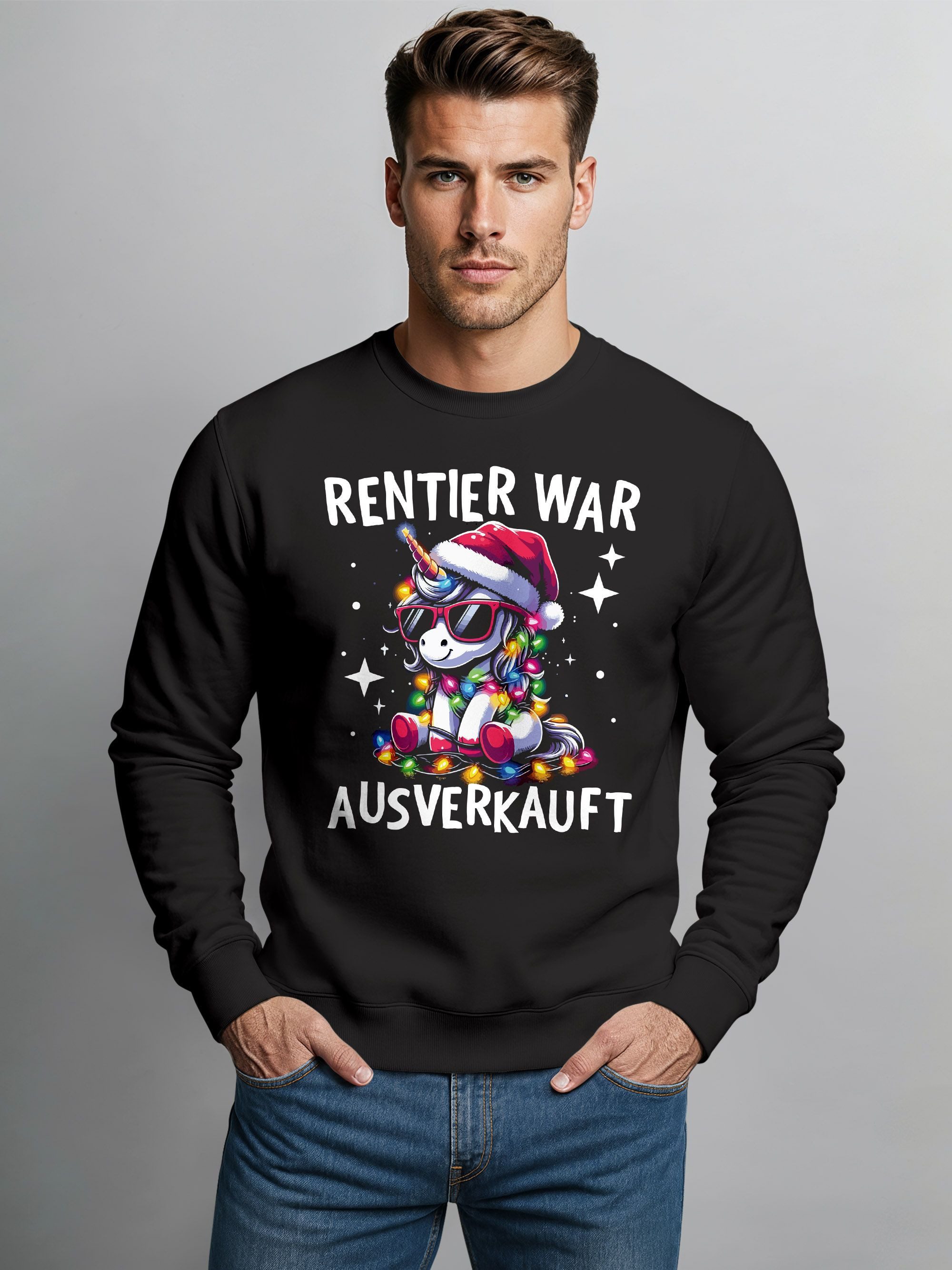 MoonWorks Sweatshirt Sweatshirt Herren Weihnachtspullover Lustig Rentier wa günstig online kaufen