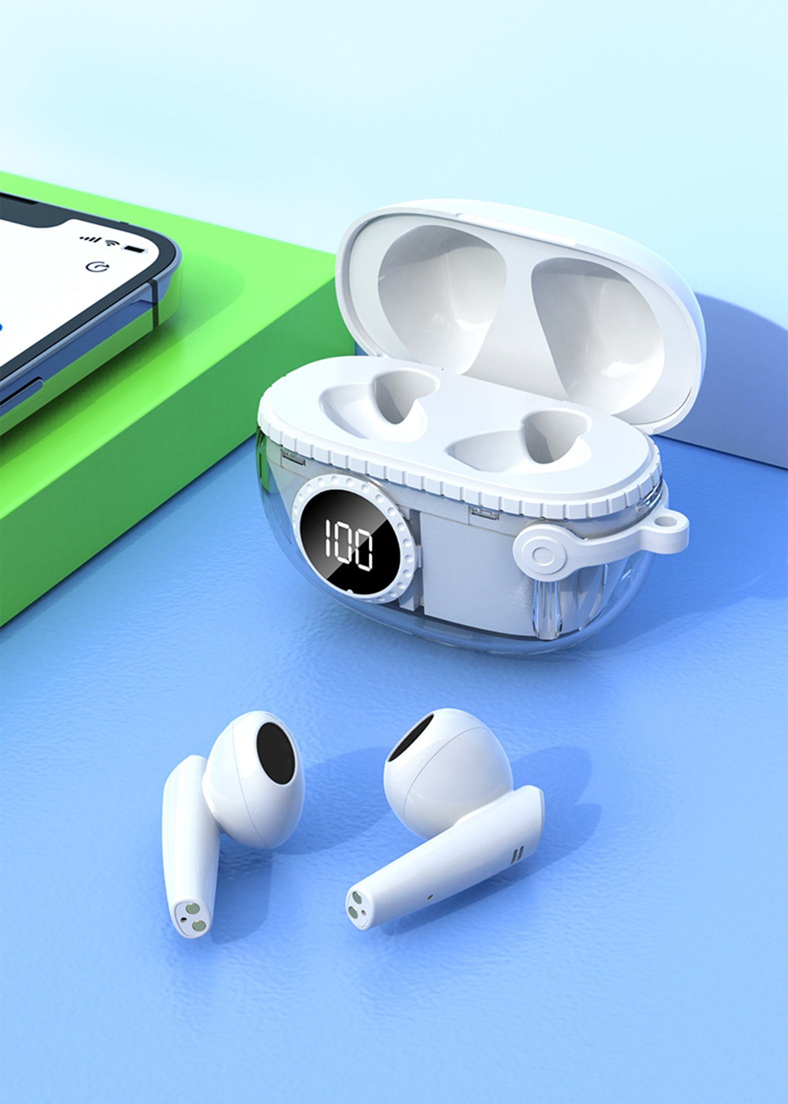 Diida grün Geräuschunterdrückung,Smart Funk-Kopfhörer mit Kopfhörer,In-Ear-Bluetooth-Kopfhörer