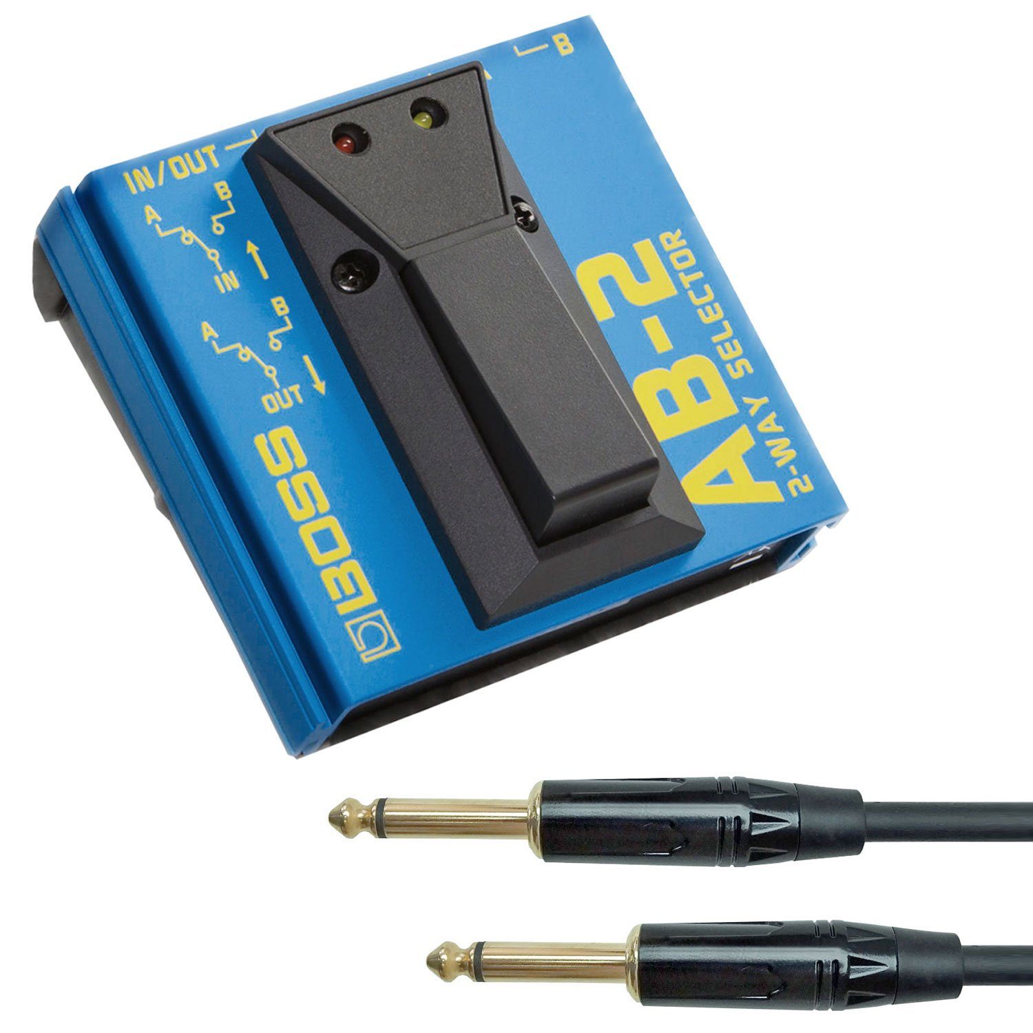 Boss by Roland Musikinstrumentenpedal Boss AB-2 A/B-Schalter 2-Wege Fußschalter mit Kabel, (Bundle, mit Klinkenkabel)