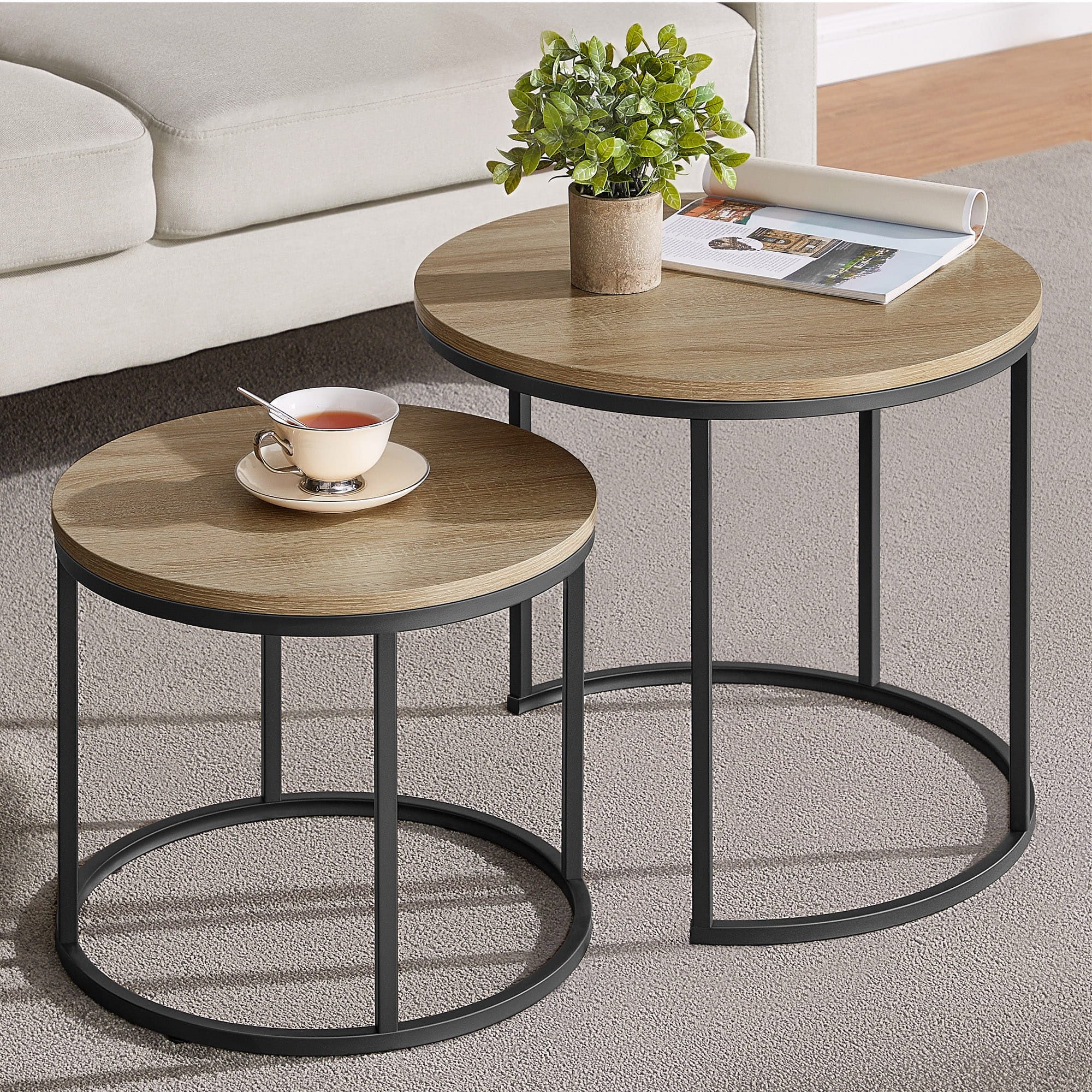 Home Collective Couchtisch 2er Set Beistelltisch Loft Design 2in1 Verschach günstig online kaufen