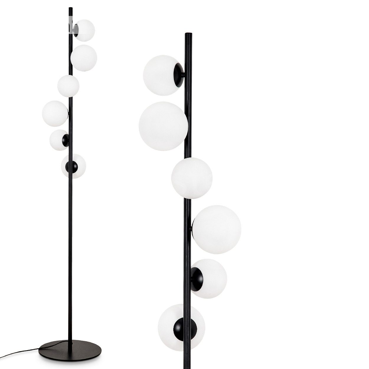 Stehlampe Stehlampe aus Metall/Glas in Schwarz/Weiß