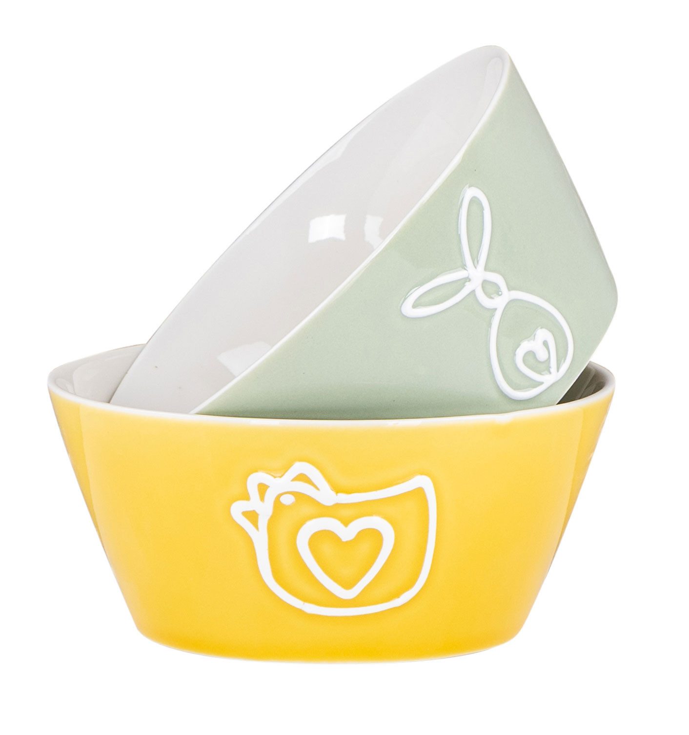 Levandeo® Müslischale Müslischale 2er Set Hase Huhn 450ml Grün Gelb Osterbrunch Schüssel Sch
