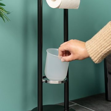 bremermann WC-Garnitur Stand-WC-Garnitur 2in1, WC-Bürste, WC-Rollenhalter, schwarz