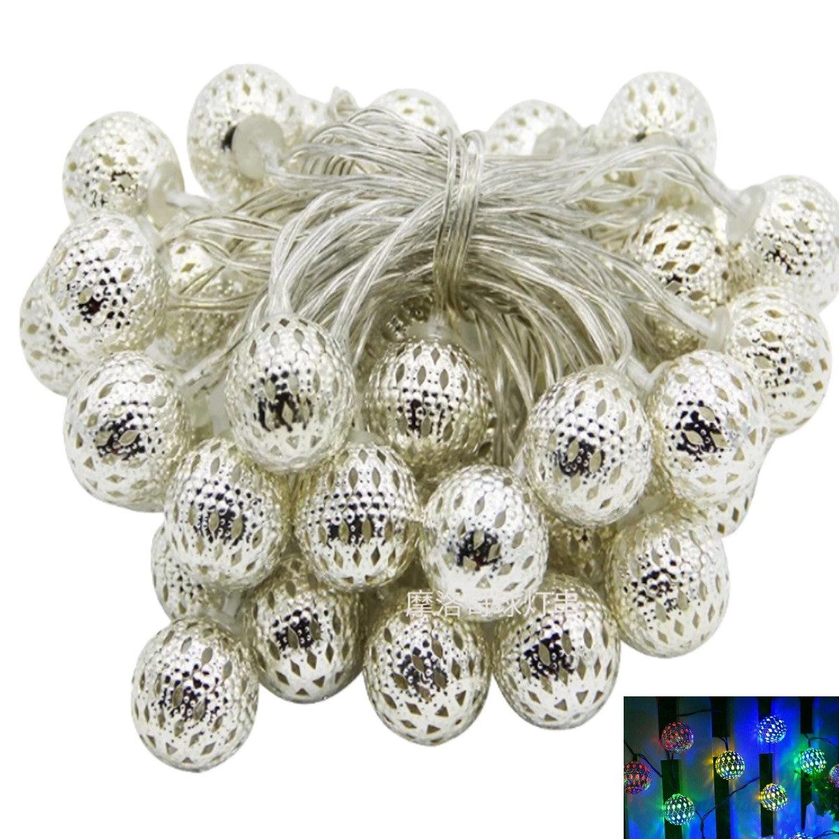 LED-Lichterkette Solar Lichterkette Außen 7m – 50 LED Marokkanische Lichter,bunt,8 Modi