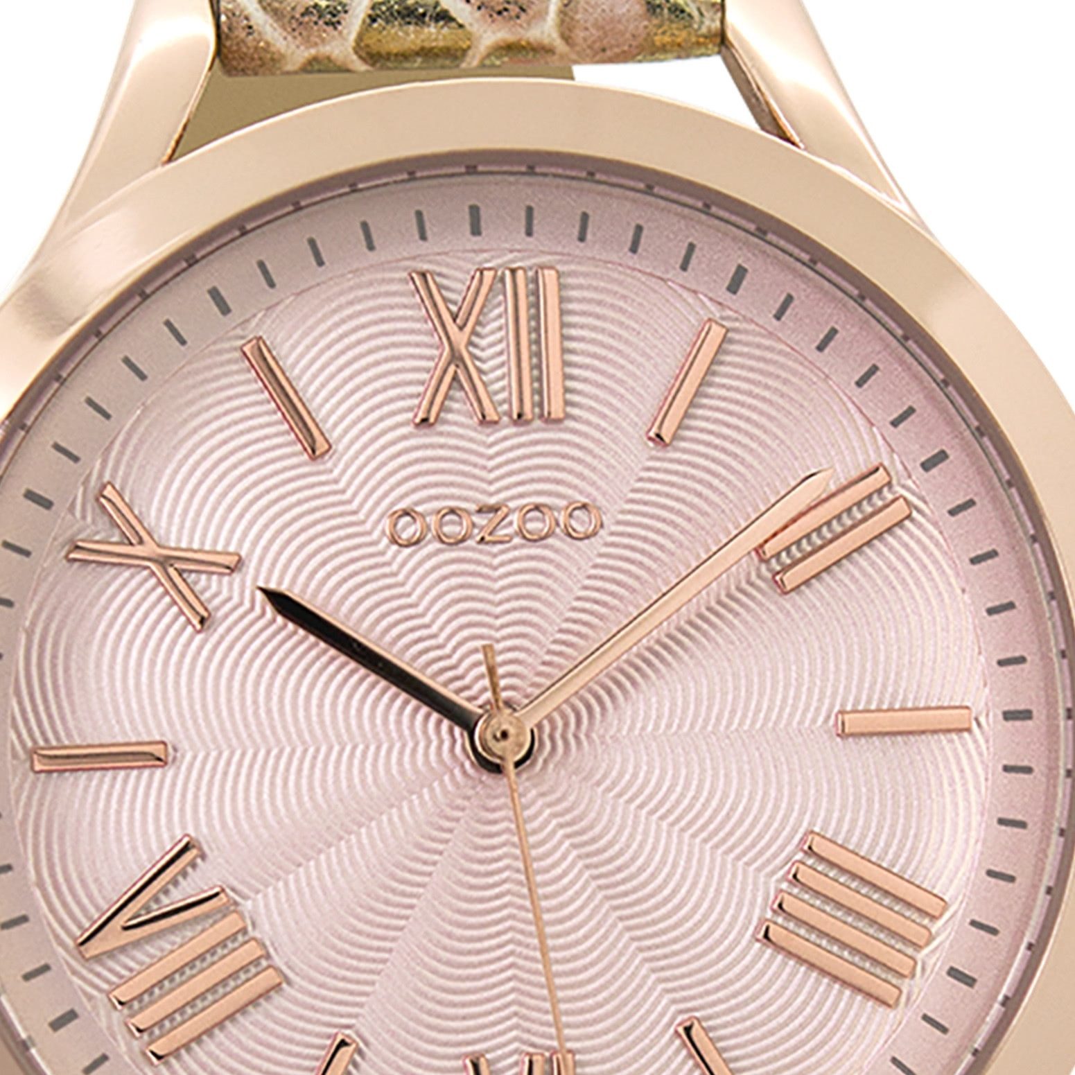 OOZOO Quarzuhr Oozoo Damen Armbanduhr gold Analog, (Analoguhr), Damenuhr rund, groß (ca. 42mm) Lederarmband, Casual-Style