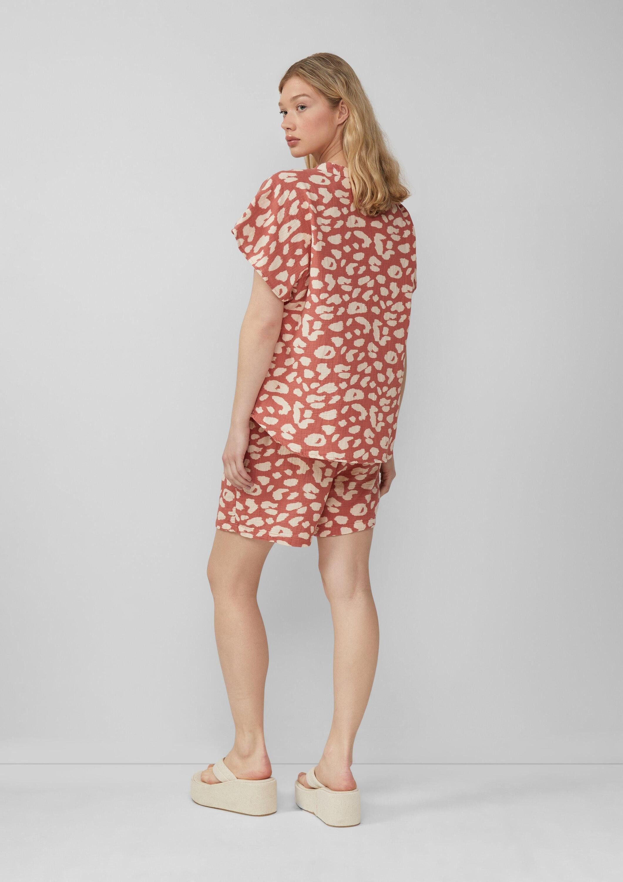 QS Kurzarmbluse Bluse Bluse aus Musselin
