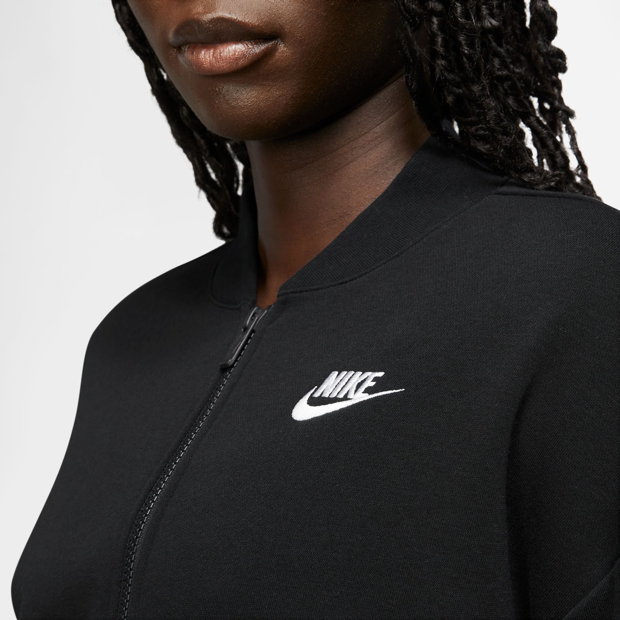 OVERSIZED FULL-ZIP JACKET Sportswear CROPPED Sweatjacke CLUB Nike WOMEN'S FLEECE BLACK/WHITE