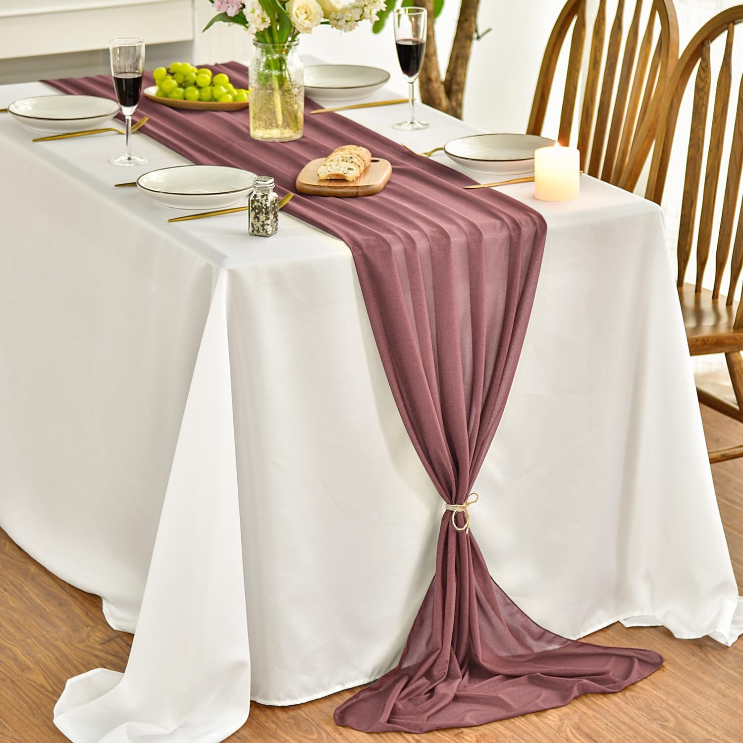 Coonoor Tischläufer Chiffon-Plain-Weave-Tischfahne dekorativer Tablecloth (1-tlg), Küche Tischdekoration Urlaub Hochzeit Party Geburtstag Dekoration