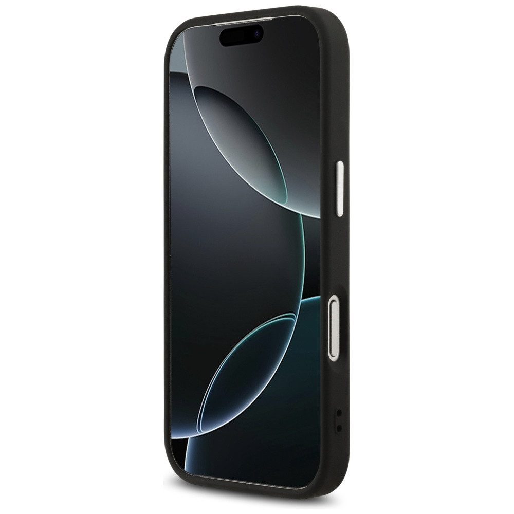 Guess Handyhülle iPhone 17 Pro Kunstleder grau Big Logo Metall silber 6,3 Zoll, Kantenschutz – Bild 5 von 5