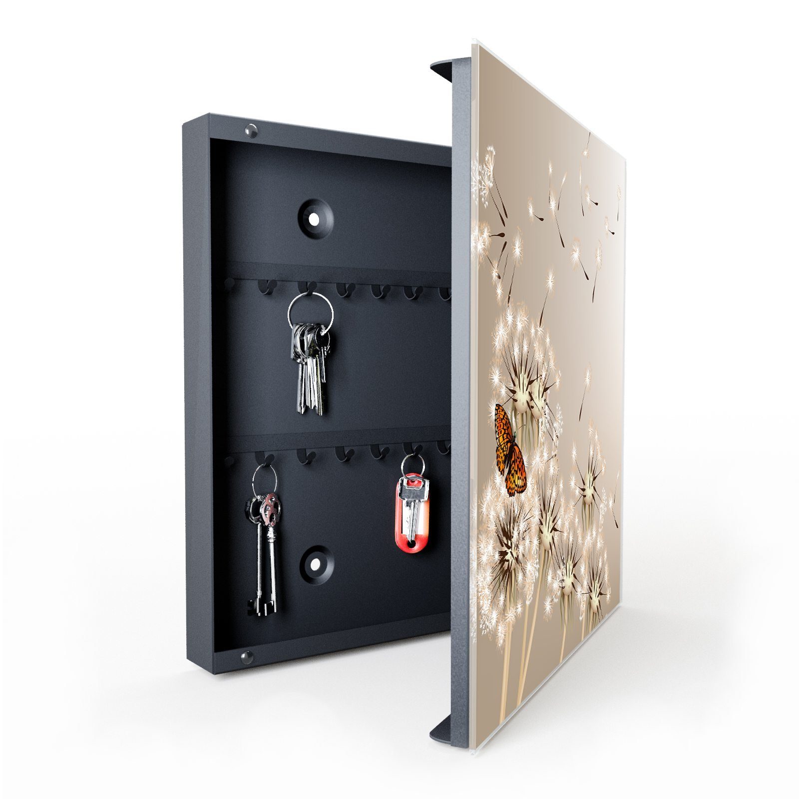 Primedeco Schlüsselkasten Magnetpinnwand mit Glasfront Löwenzahn günstig online kaufen