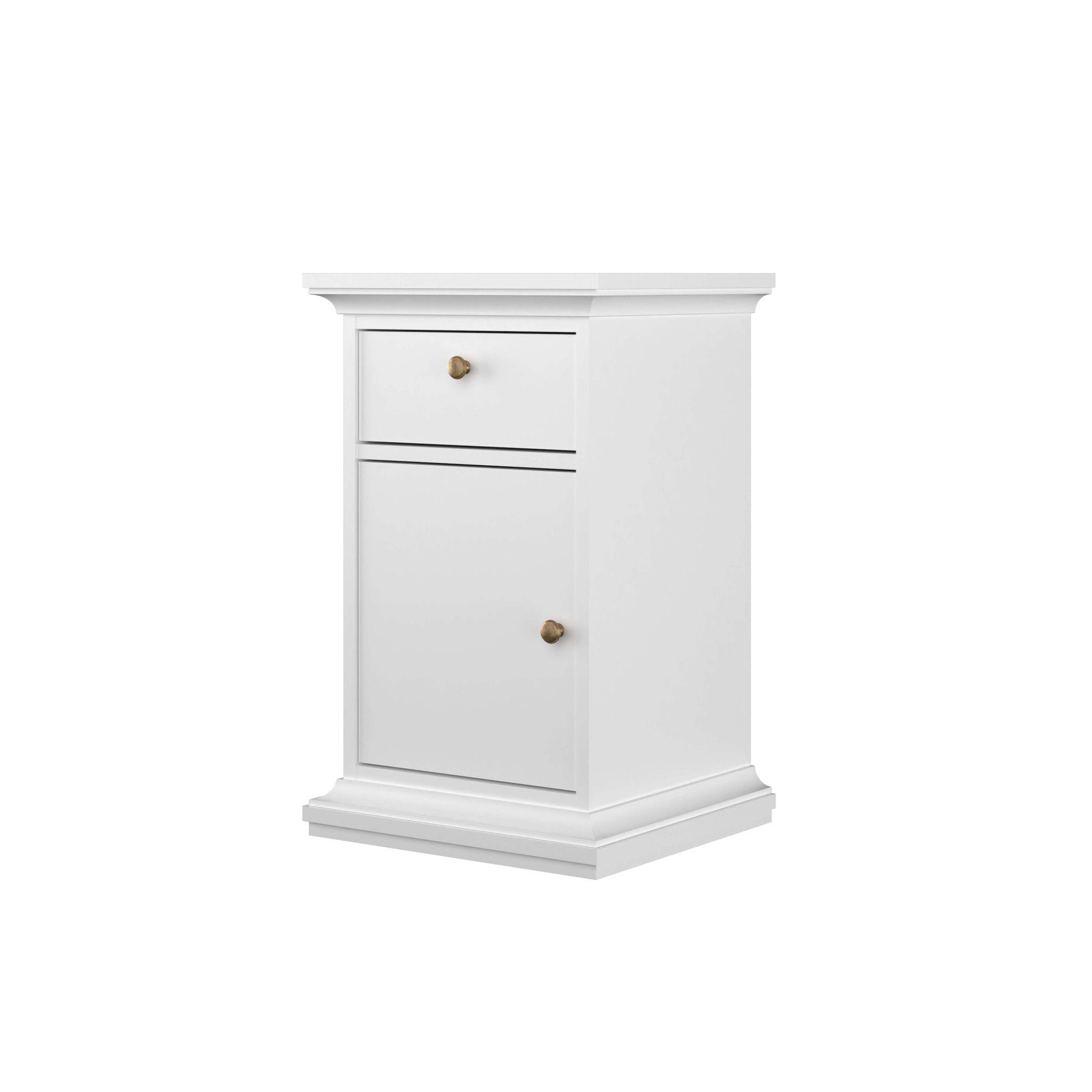 Home affaire Nachtkommode Paris Nachttisch, Nachtschrank, Beistelltisch, mit 1 Tür und 1 Schublade, Stauraum, Kranzprofil, Breite 43,6 cm