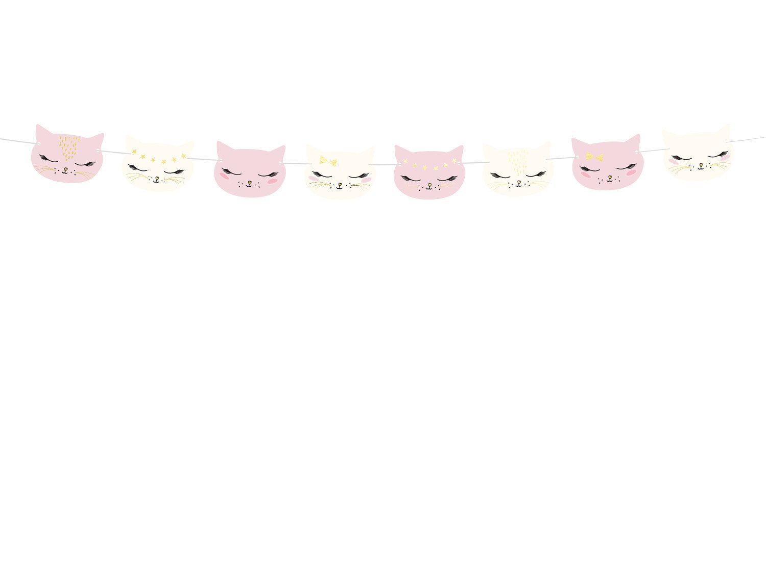 partydeco Wimpelkette, Girlande Papier DIY Katzen 1.4m rosa / weiß
