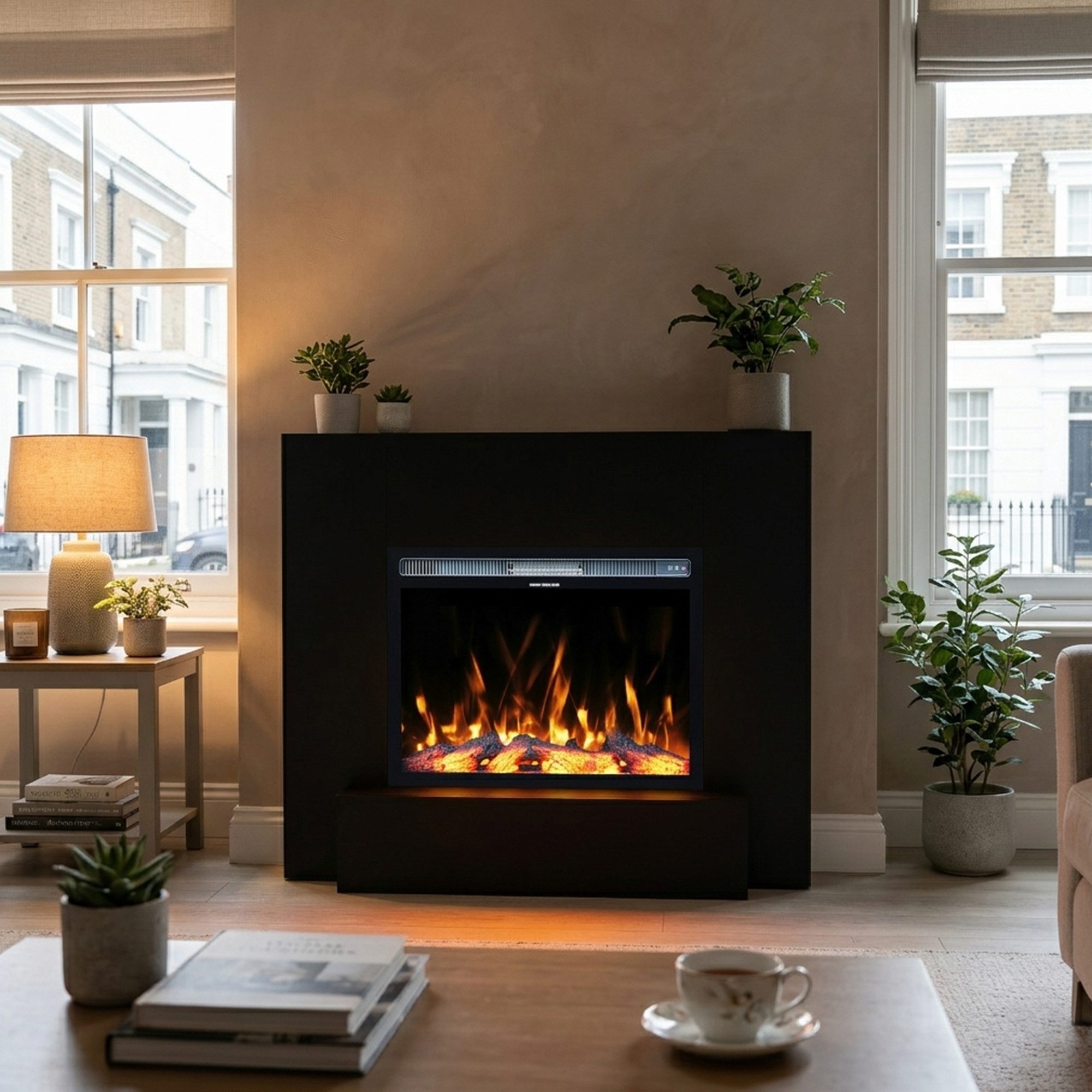 GARLIVO Elektrokamin Garlivo MILANO Elektrokamin, täuschend echte Flamme mit Heizung und Knistereffekt