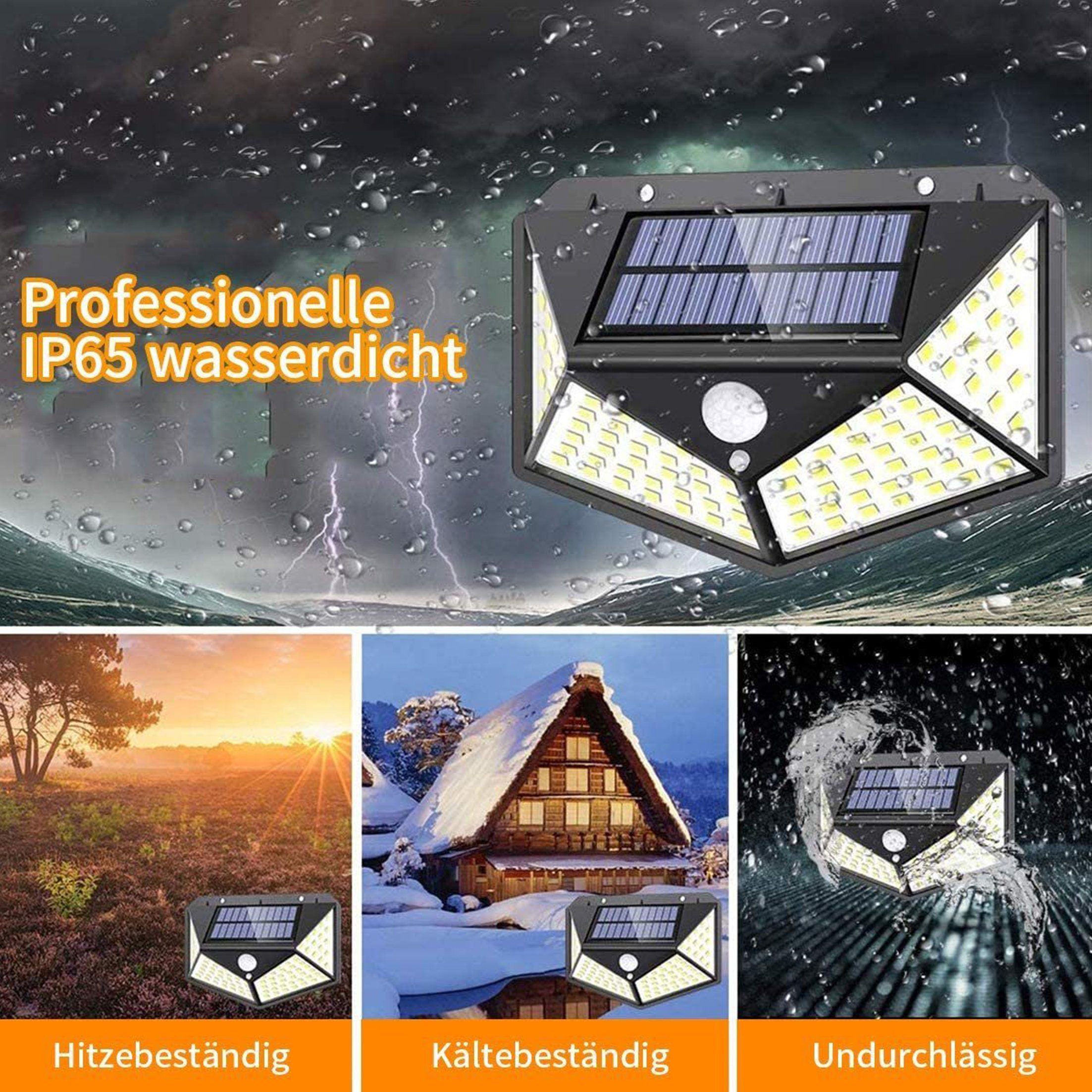 LED wasserdicht, mAh 2pcs/4pcs, LANOR LED Solarleuchte Patio 100 1800 Terrasse/Garten Wandleuchte, LED Außenleuchte, Sensorleuchte 270° Solar für IP65