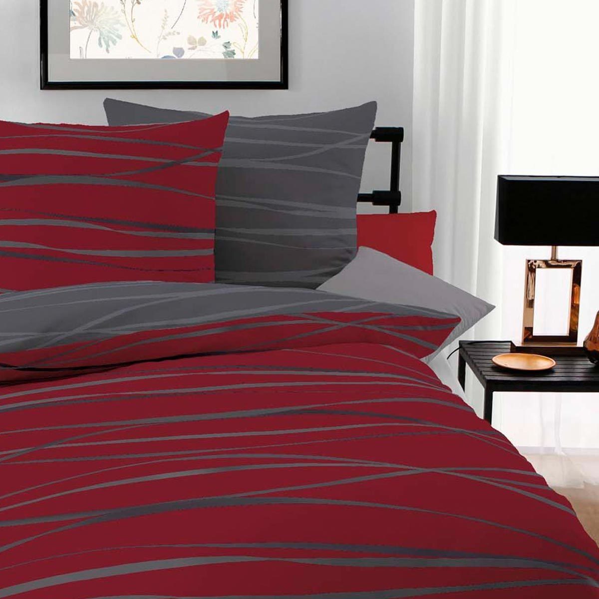 BETTWARENSHOP Bettwäsche Satinmotion redgraphit, Mako Satin, günstig online kaufen