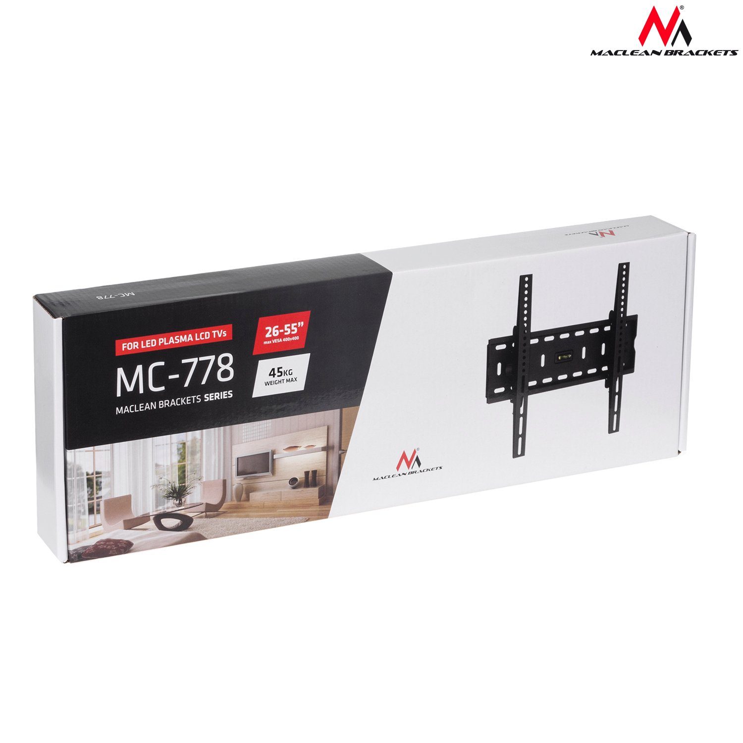 Maclean bis LCD MC-778 Halterung 45kg TV-Wandhalterung, Fernseher) LED Zoll TV (TV 26"-55" Plasma für