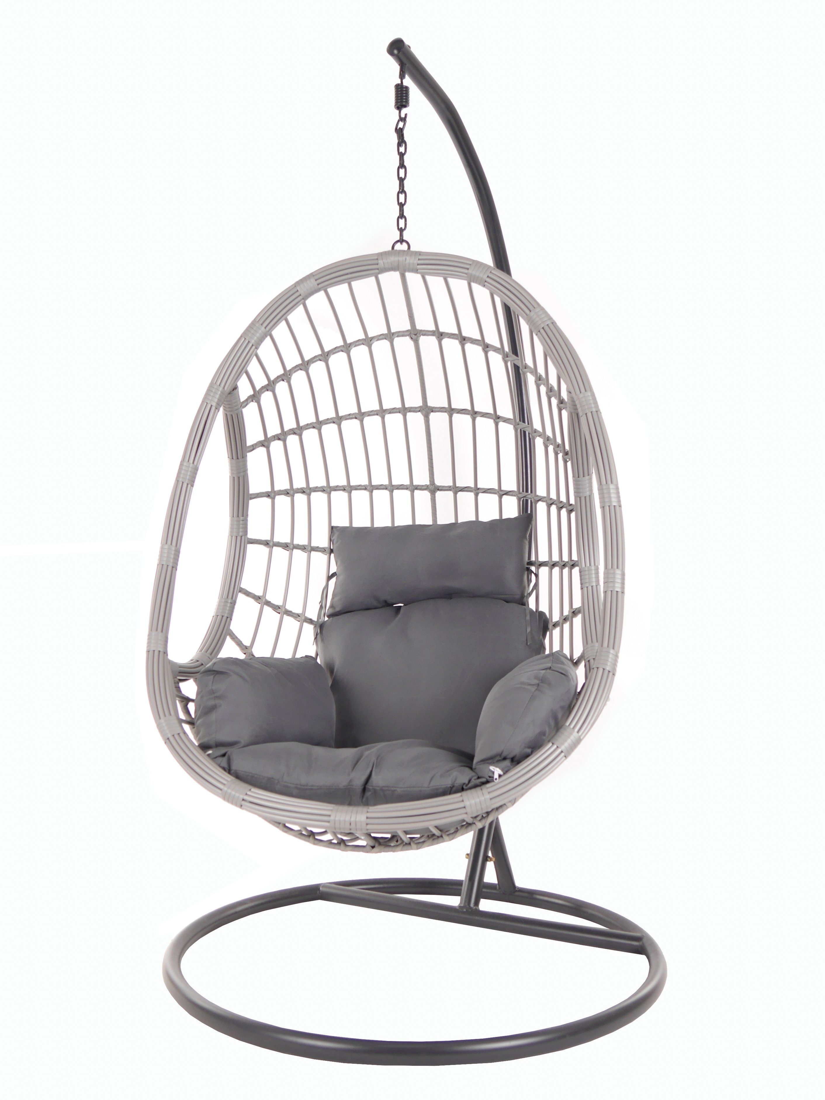 KIDEO Hängesessel PALMANOVA lightgrey, Swing dunkelgrau mit (8999 Schwebesessel Kissen, und Loungemöbel Chair, Gestell shadow)