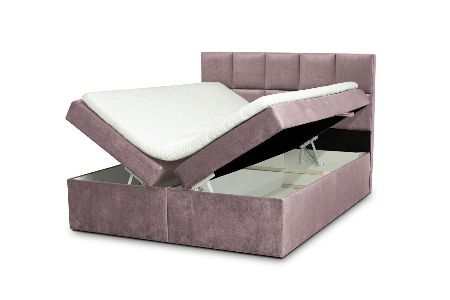 JVmoebel Boxspringbett Großes rosa Boxspringbett 200 × 200 mit Matratze und Stauraum, Made in Europa