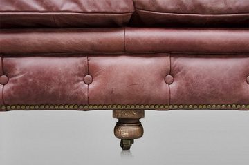 Casa Padrino Chesterfield-Sofa Chesterfield Luxus Echt Leder Sofa 2.5 Seater Vintage Leder von Galata Red