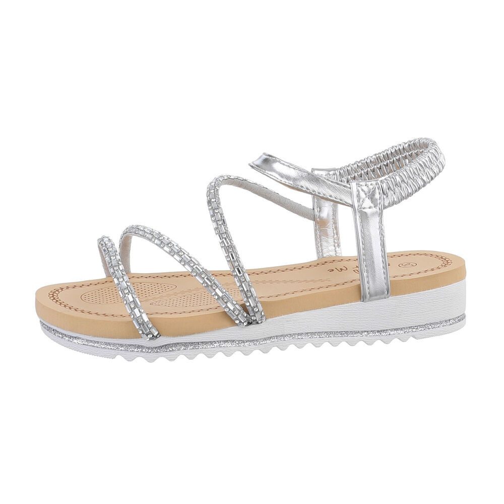 Ital-Design Damen Freizeit Riemchensandalette (85960186) Keilabsatz/Wedge Keilsandaletten in Silber