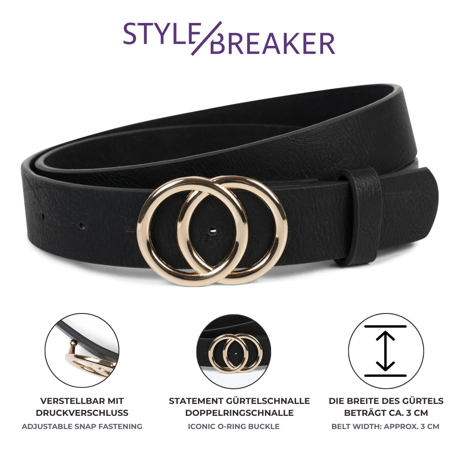 styleBREAKER Synthetikgürtel Gürtel mit Ringschnalle (1-St)