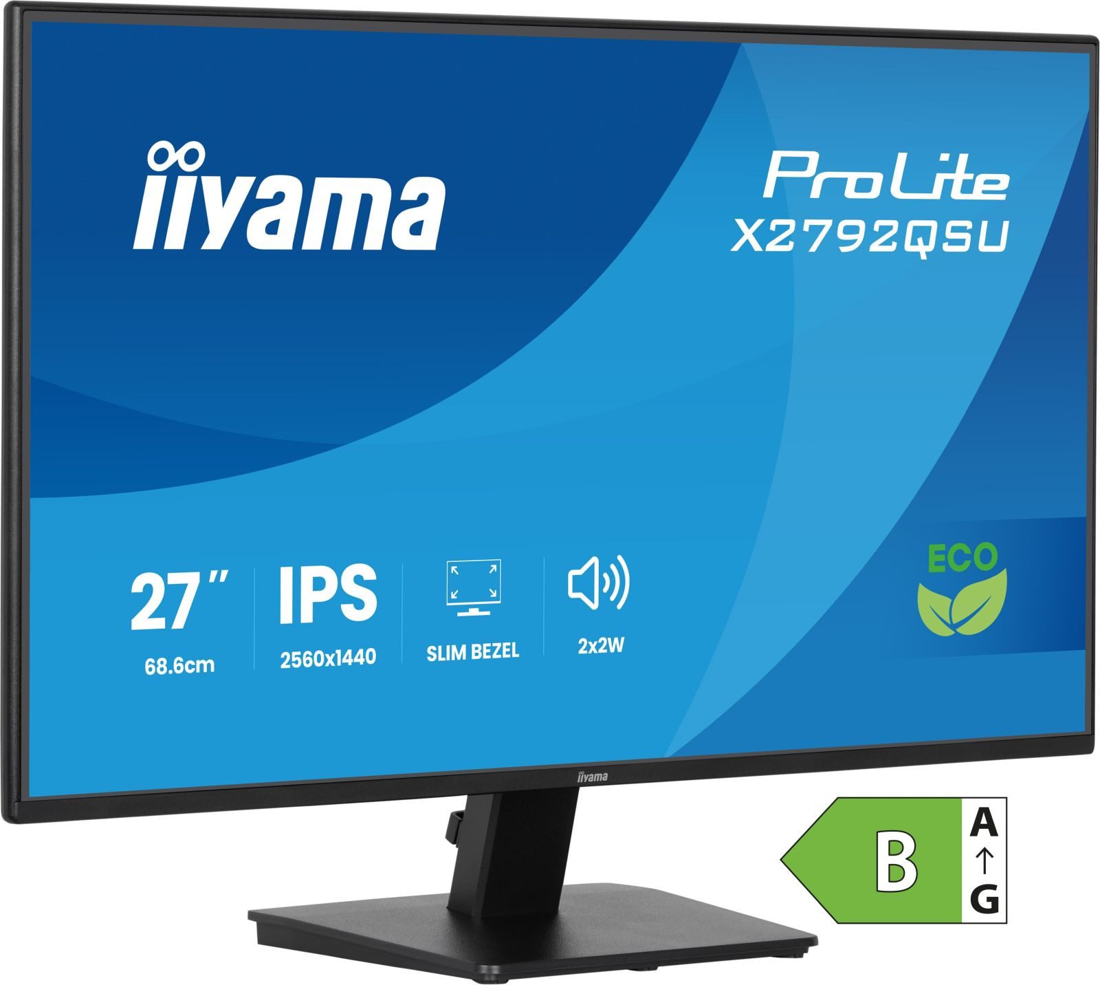 Iiyama ProLite X2792QSU-B1 - LED - 68.6 cm (27 Zoll) TFT-Monitor (2560 x 1440 px, Quad HD, 3 ms Reaktionszeit, 120 Hz, IPS, Adaptive-Sync, Lautsprecher, G-SYNC, HDCP)