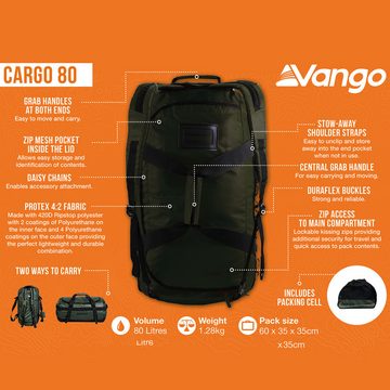 Vango Trekkingrucksack Reisetasche Cargo 80 Duffle Bag Camping, Rucksack Transport Tasche Tragbar