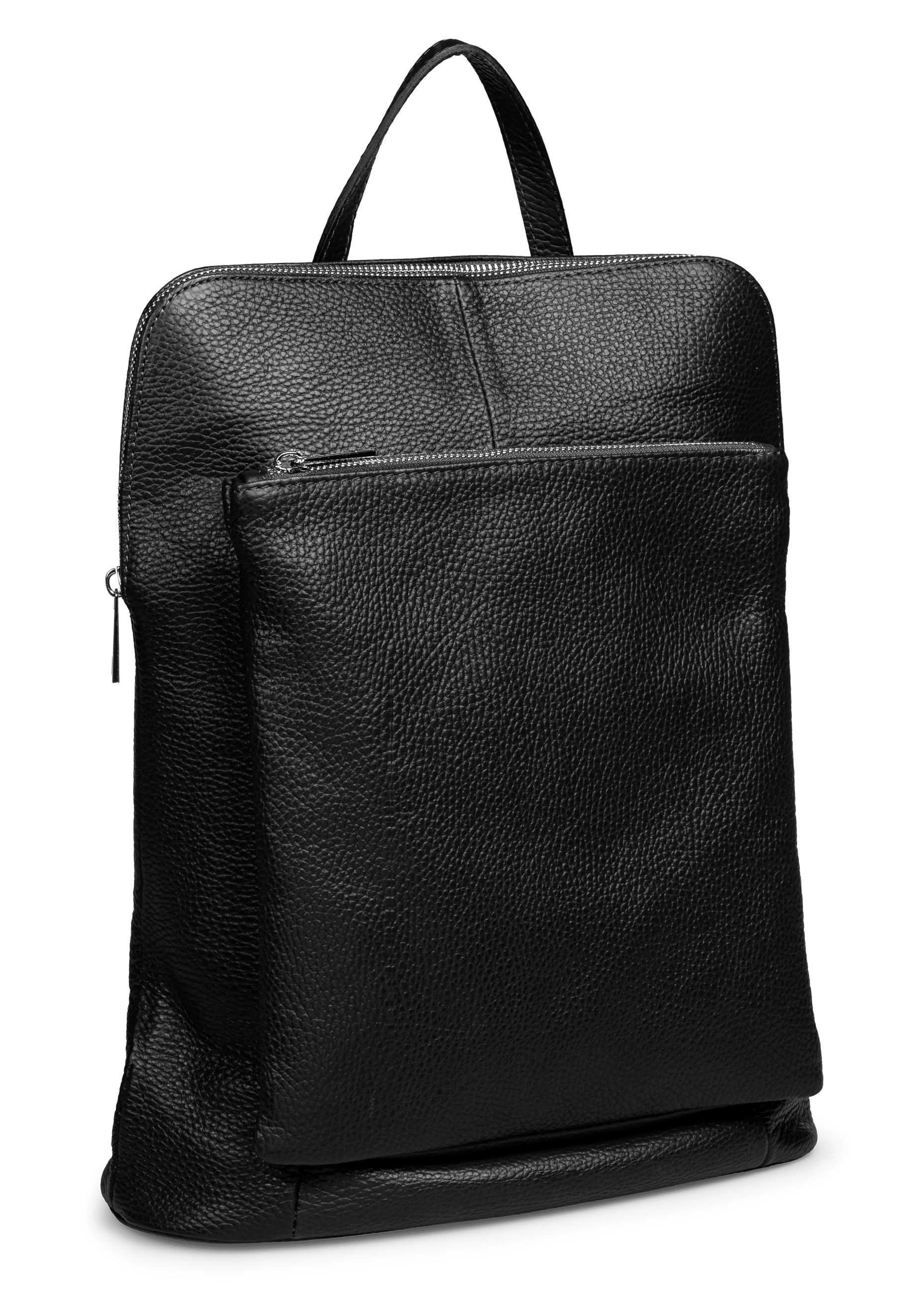 Caspar Schultertasche 2in1 Damen Leder Backpack in 2 Größen - PREMIUM LINE - Modell No.826, casual, leicht & unempfindlich - 100% Echtleder - Handmade in Italy