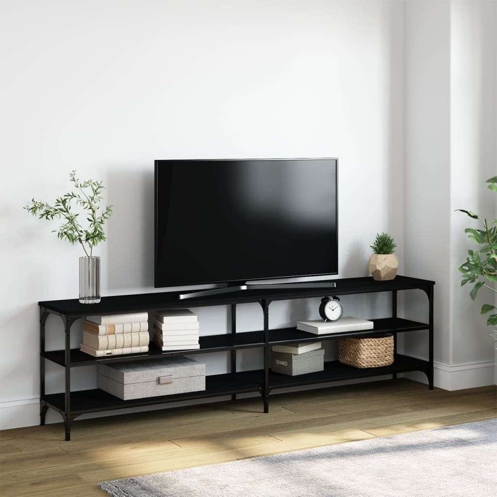Schwarz und 180x30x50 TV-Schrank Metall Holzwerkstoff furnicato cm