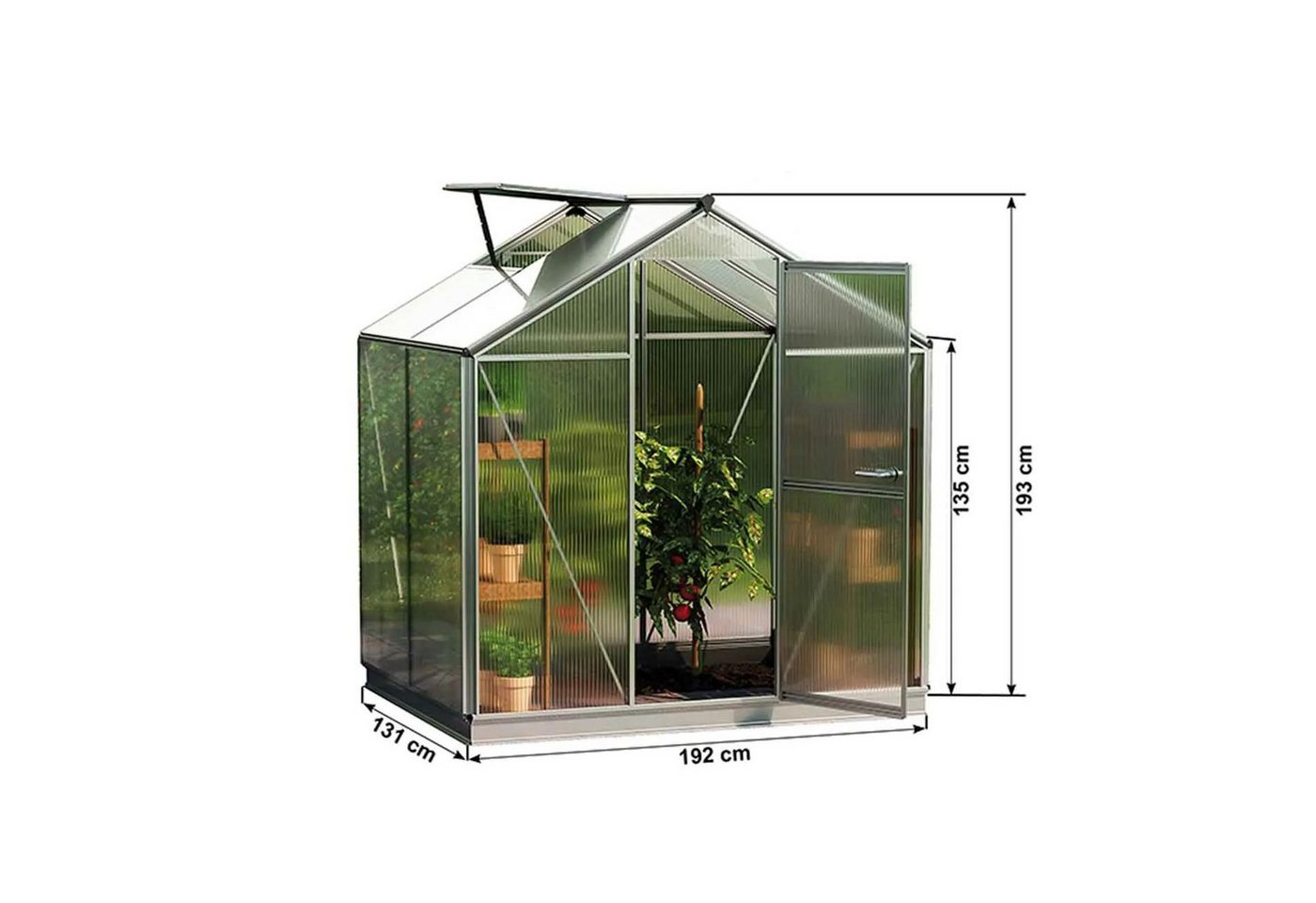 Thumbnail - GFP Gewächshaus Eco 2 mit Set, 6 mm Wandstärke, mit Fundamentrahmen & autom. Fensteröffner