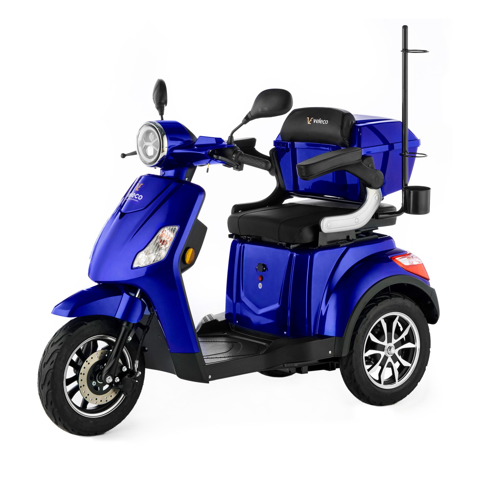 Veleco Elektromobil Veleco Draco - 3 Rad Mobilitätsroller -Seniorenmobil - Rückwärtsgang, 12,00 km/h, Gehstockhalterung - Elektromagnetische Bremse