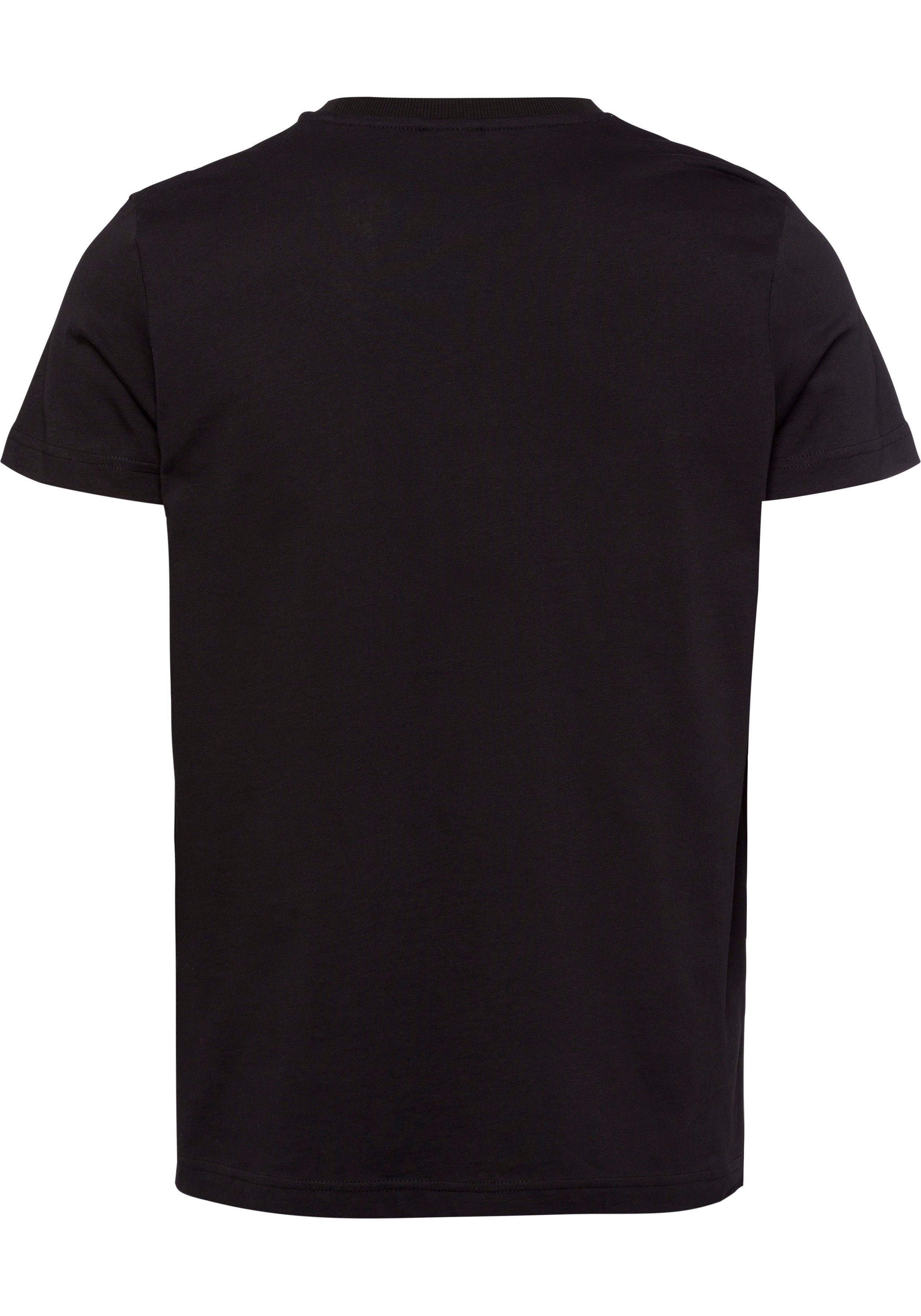 T-Shirt mit (1-tlg) Jeans Joop Frontprint schwarz Adamo