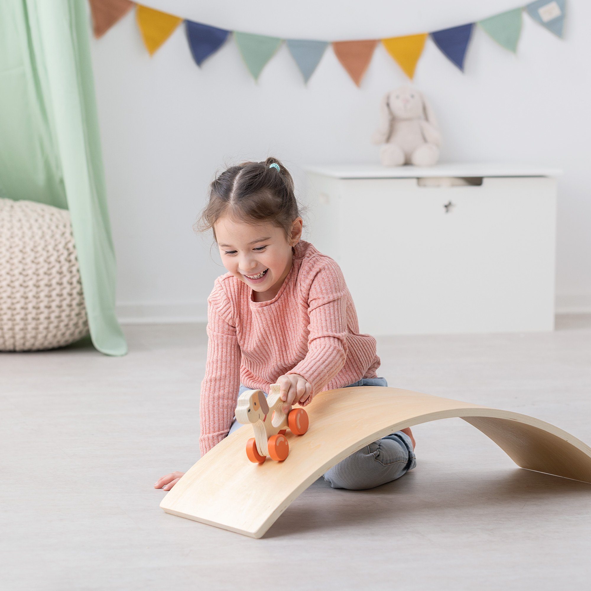 Kinder ab Design Wippe - 3 Navaris Board Balanceboard für Balance Jahren, Indoor Beige Bären