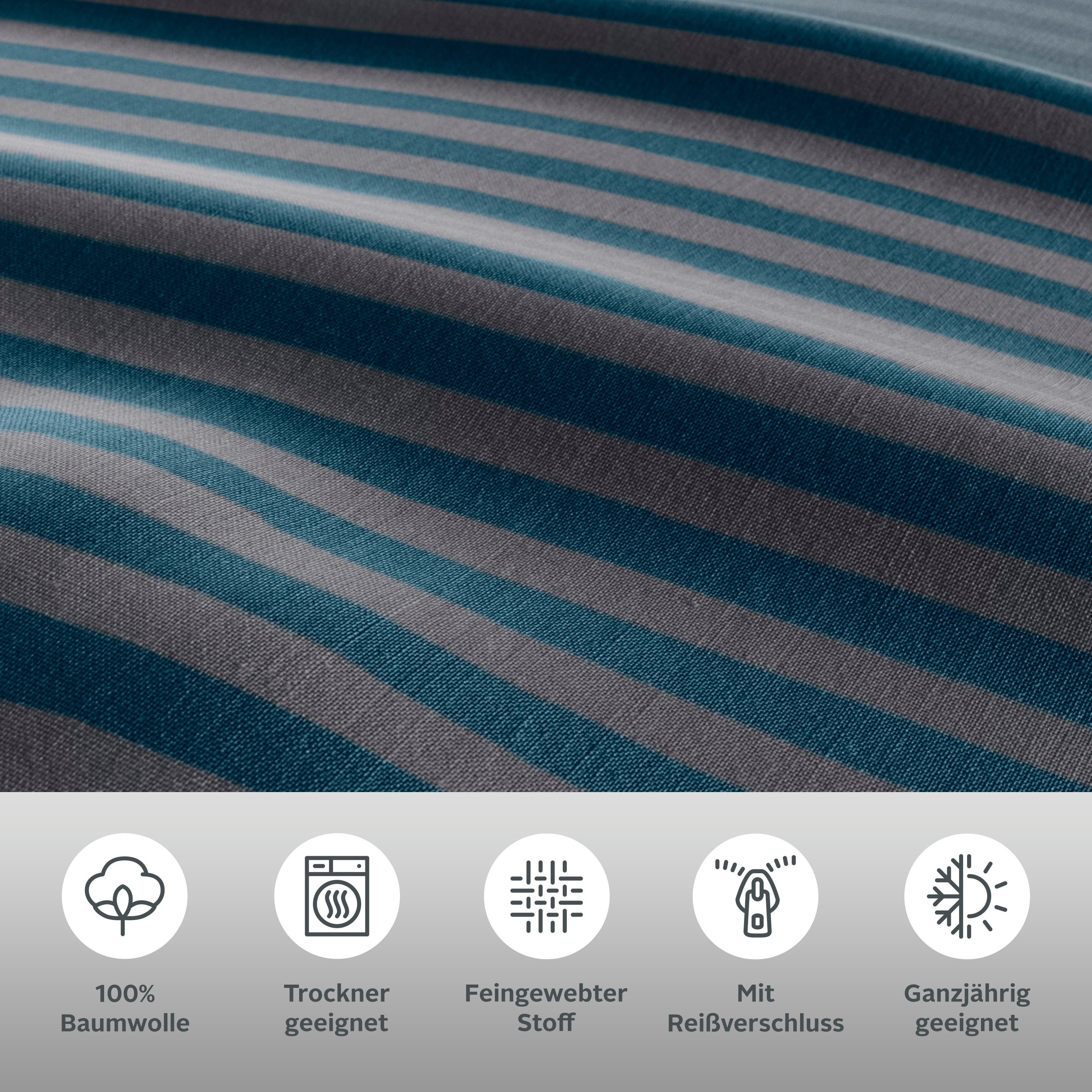 Bruno Banani Bettwäsche Jassen, Renforcé, 2 teilig, moderne Bettwäsche aus Baumwolle, Bettwäsche mit Streifen-Design