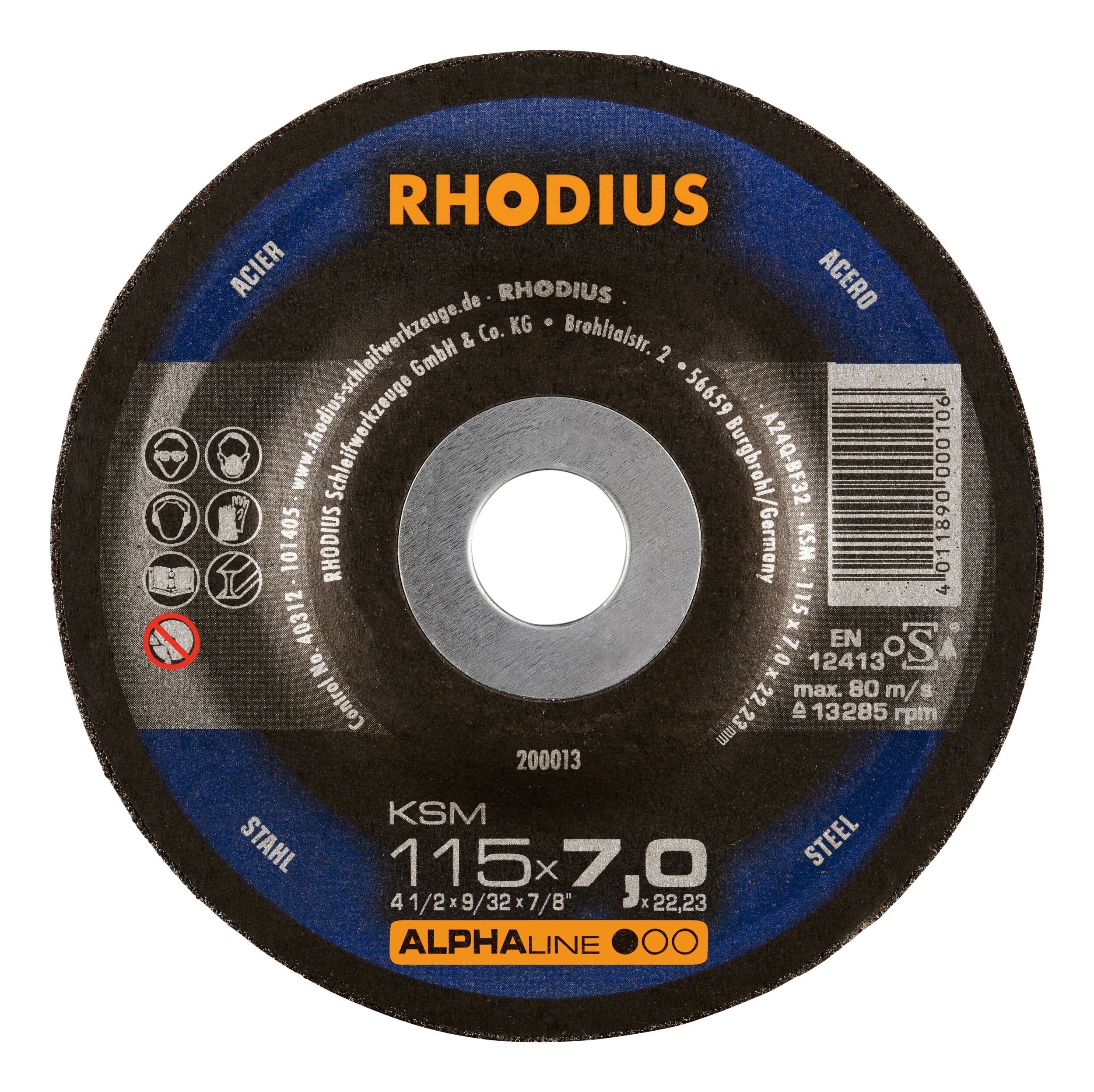 115 Rhodius 115 mm KSM 22,23 x x ALPHAline Schruppscheibe ALPHAline Ø mm, RS, - 7