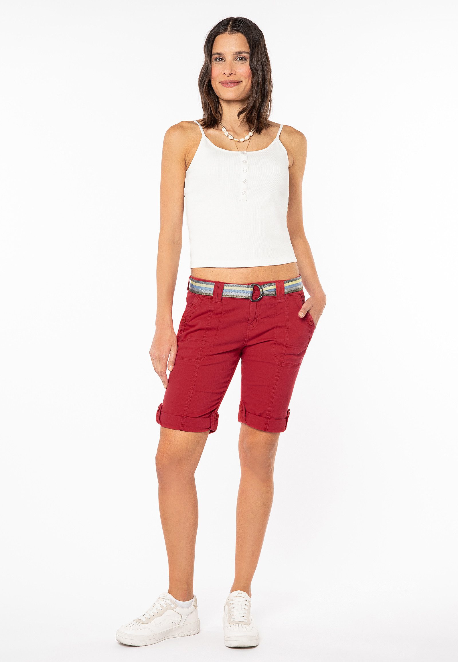 Fresh Made Bermudas Bermuda mit glänzendem Gürtel