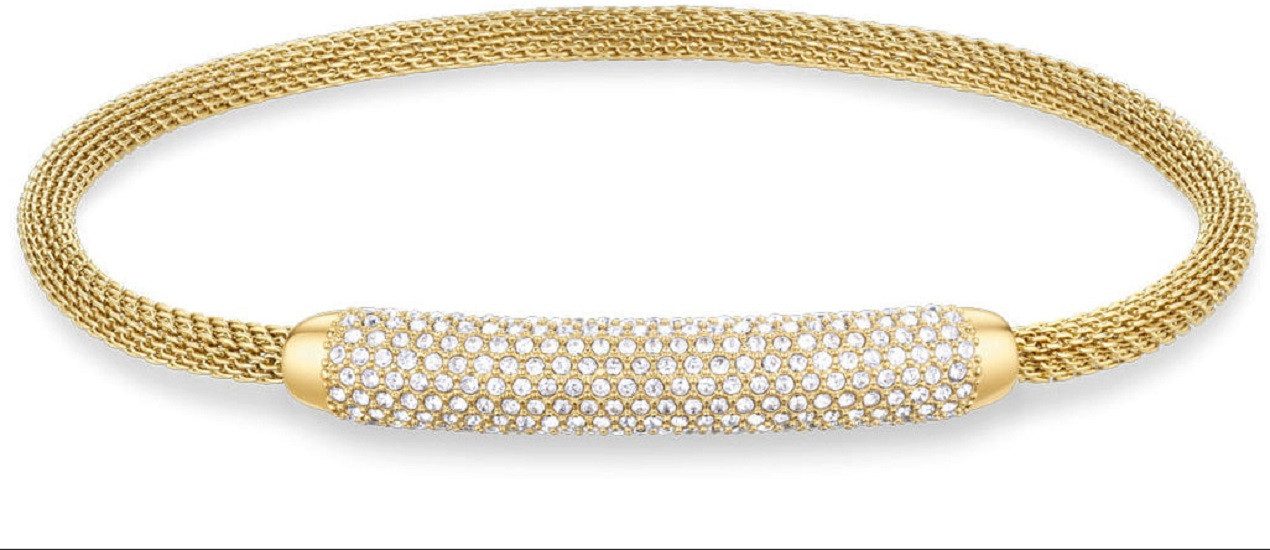 Bering Gliederarmband Set Arctic Pavé Goldener Meshreif mit funkelnden Kristallen Edelstahl