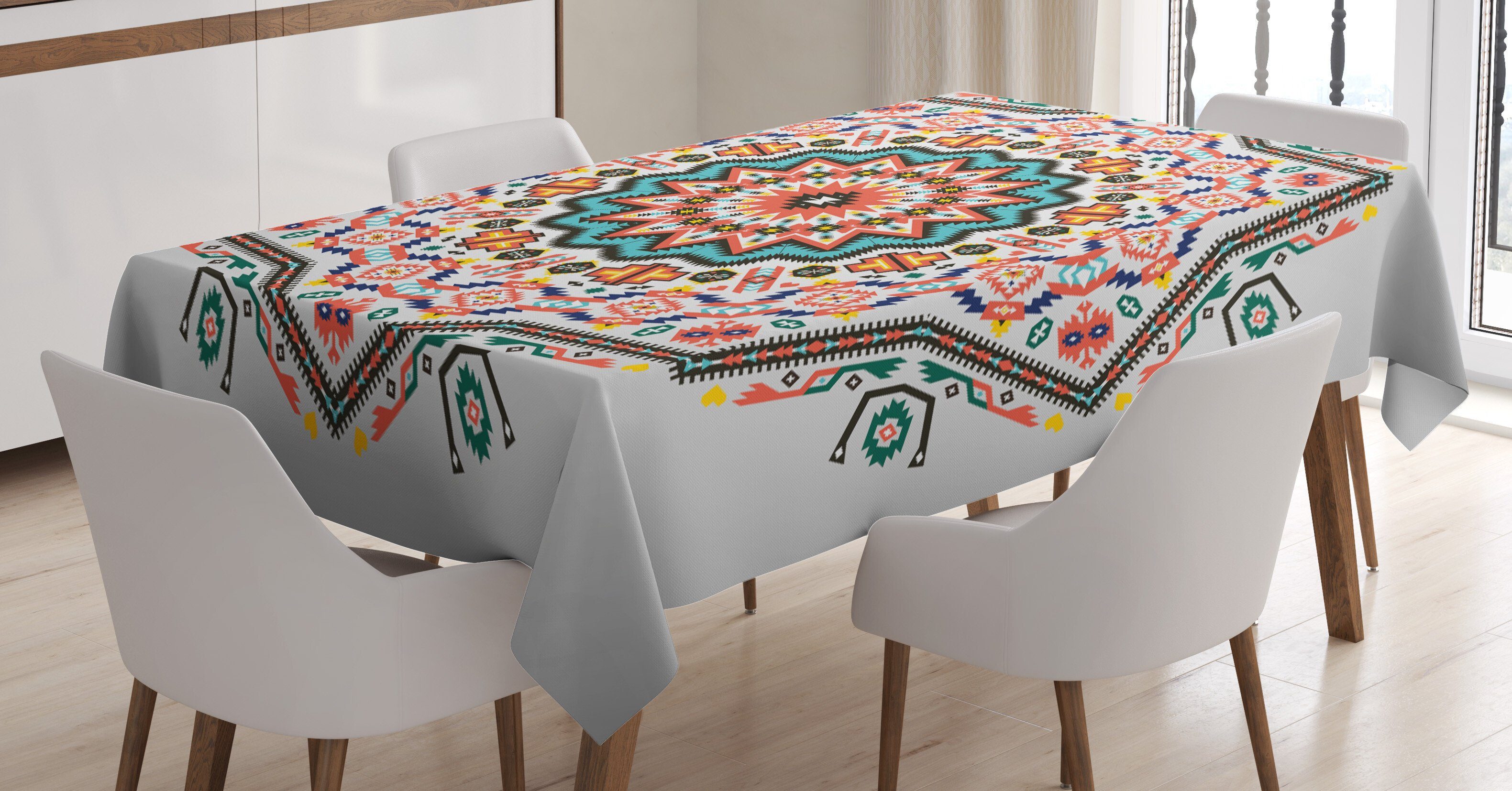 Abstrakt Aztec Stammes Stil Klare Außen Tischdecke Bereich Waschbar Farbfest Farben, geeignet den Sun Abakuhaus Für