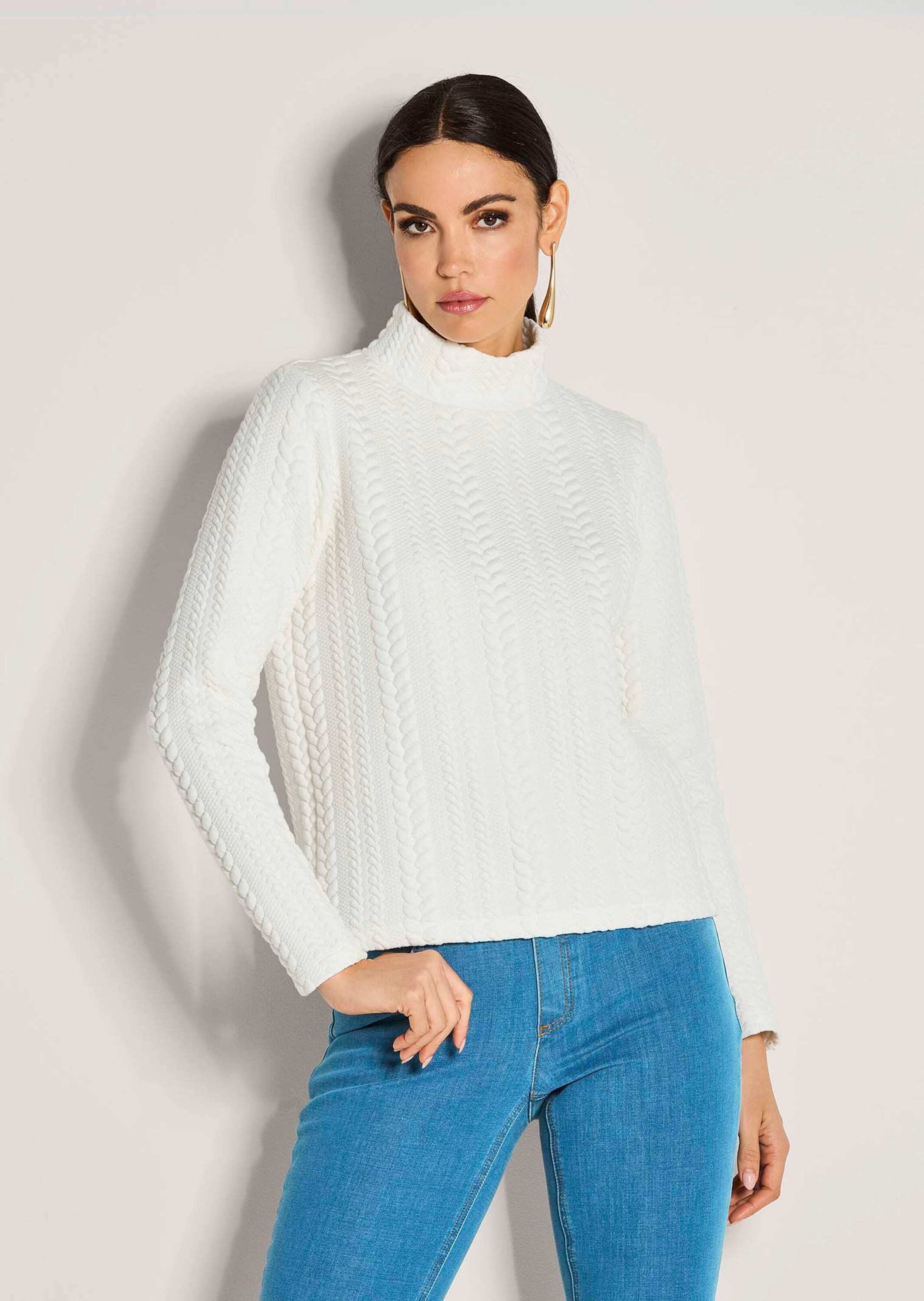 Langarmshirt Sweatshirt mit Stehkragen