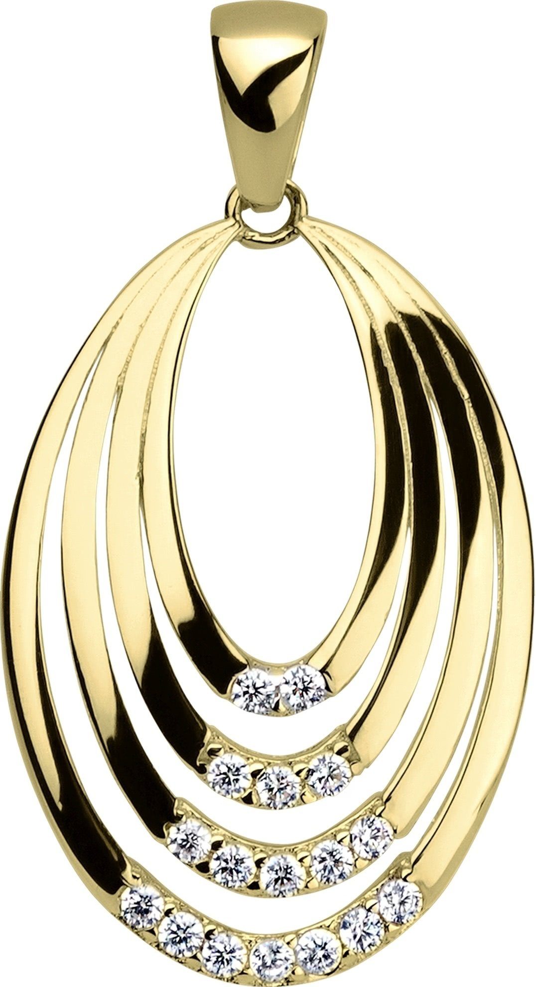 GoldDream Kettenanhänger GoldDream Ovale Damen Ketten-Anhänger (Kettenanhänger), Ovaleanhänger 333 Gelbgold - 8 Karat, gold, weiß