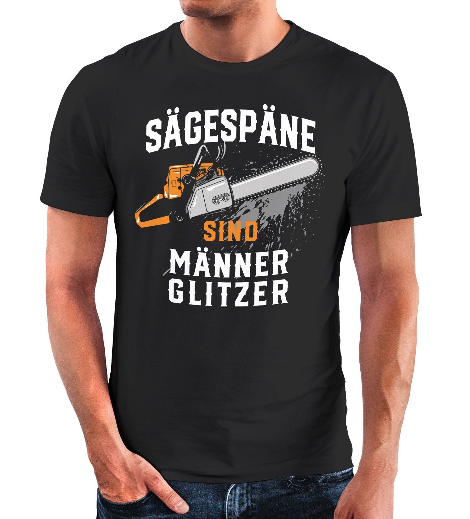 MoonWorks Print-Shirt Herren T-Shirt Sägespäne sind Männerglitzer Fun-Shirt günstig online kaufen