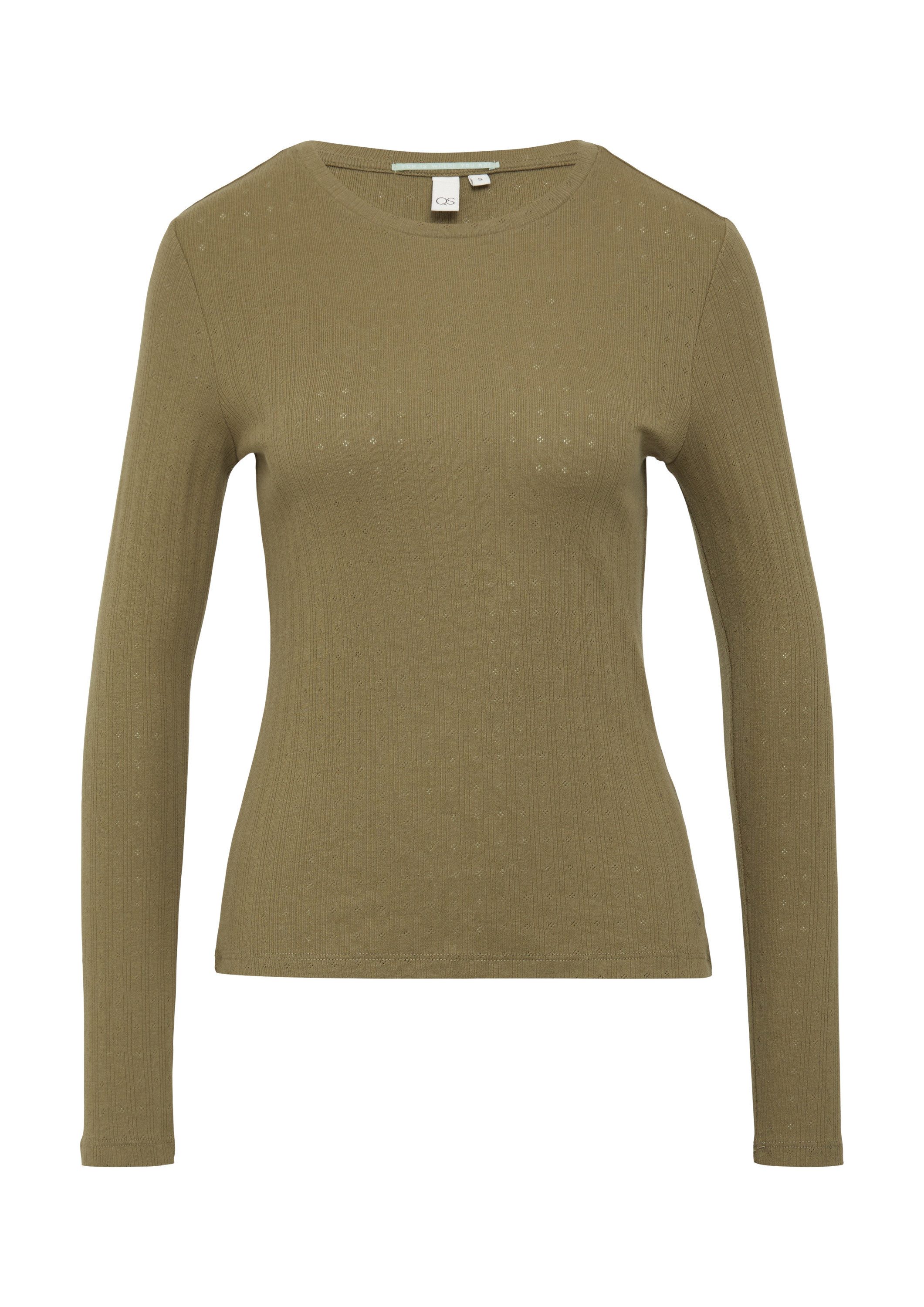 QS Langarmshirt T-Shirt Slim Fit Langarmshirt mit Ajourmuster günstig online kaufen