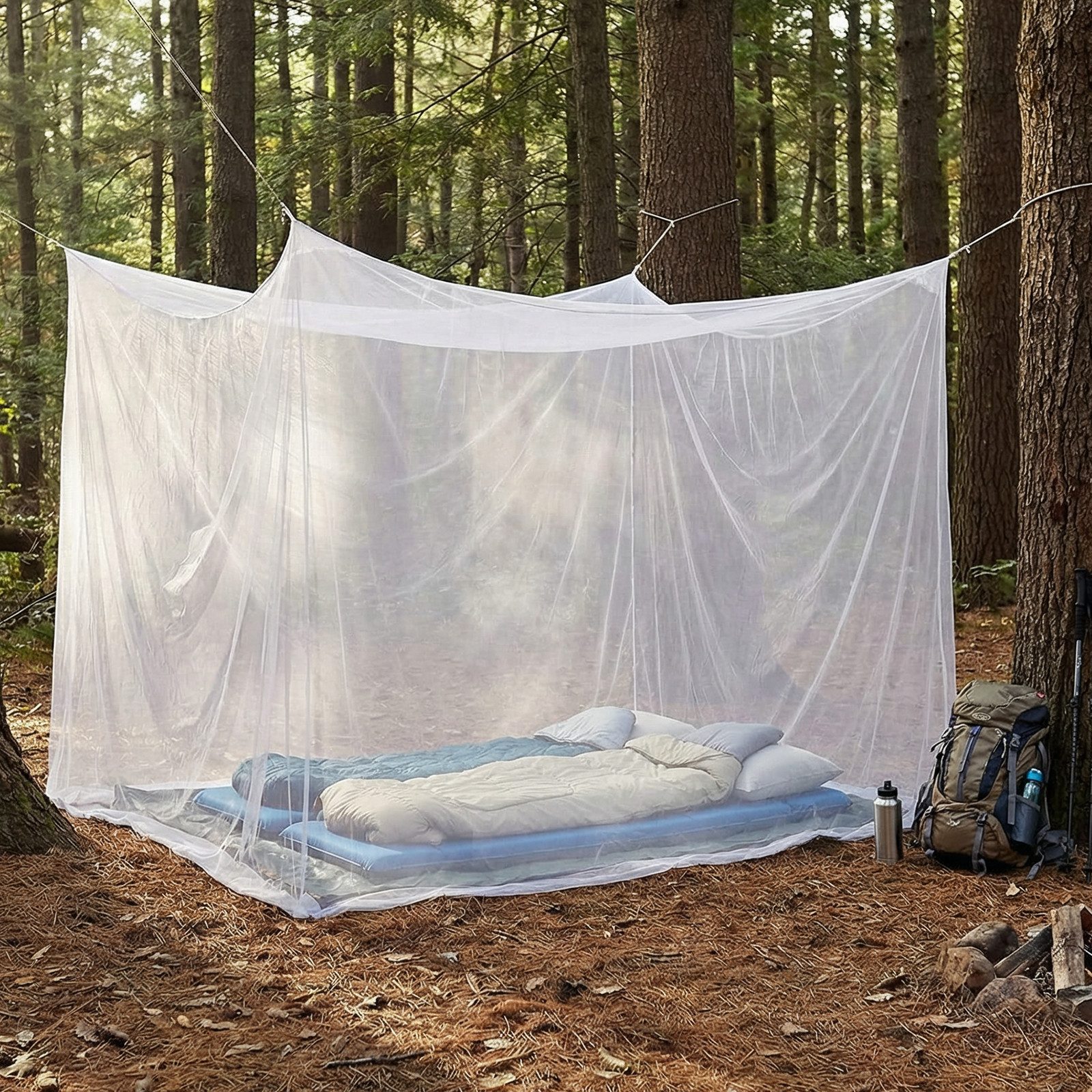 Sekey Moskitonetz Moskitonetz 300 x 300 x 250 cm Pavillon Outdoor Reise, Fliegennetz für Doppelbett weiß Garten Camping Insektenschutz