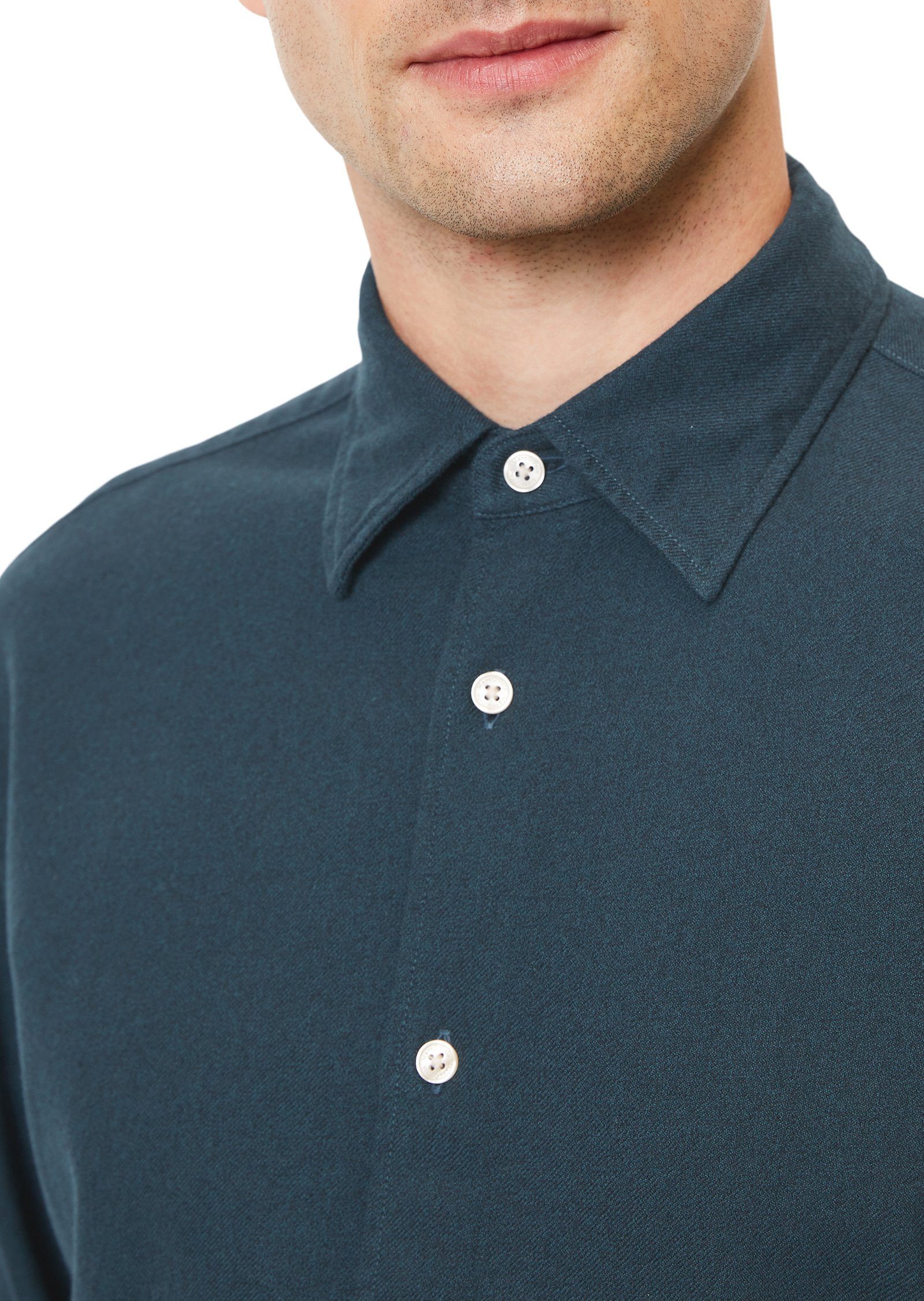 Marc O'Polo Langarmhemd aus softem Grindle-Baumwollstoff dunkelblau