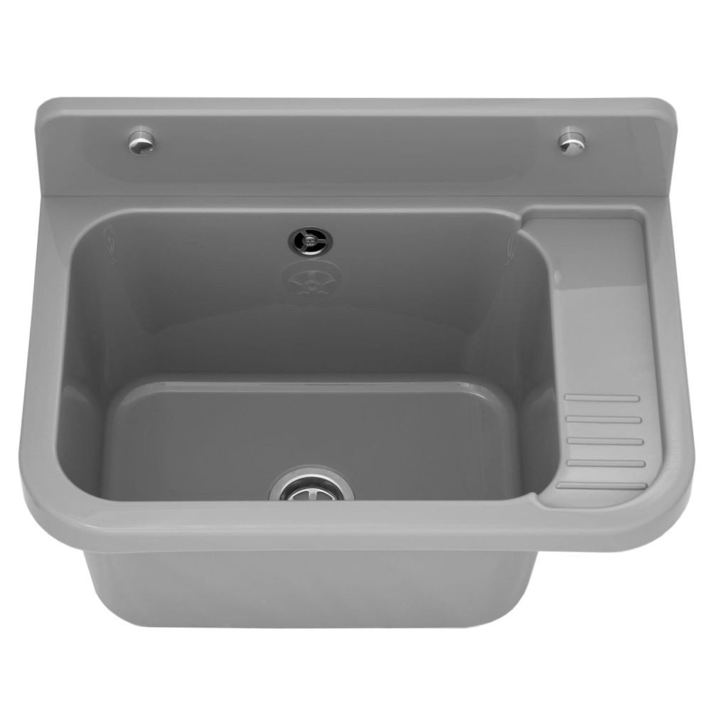 Lavre Waschbecken VIGO, Kunststoff Spülbecken Waschtrog Ausgussbecken, 50x33x21 cm, grau