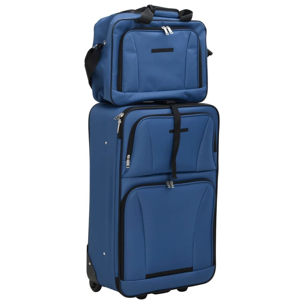 vidaXL Trolley Blau - 5-tlg Koffer Set Weichgepäck Reisekoffer-Set Reisetasche mit Ro