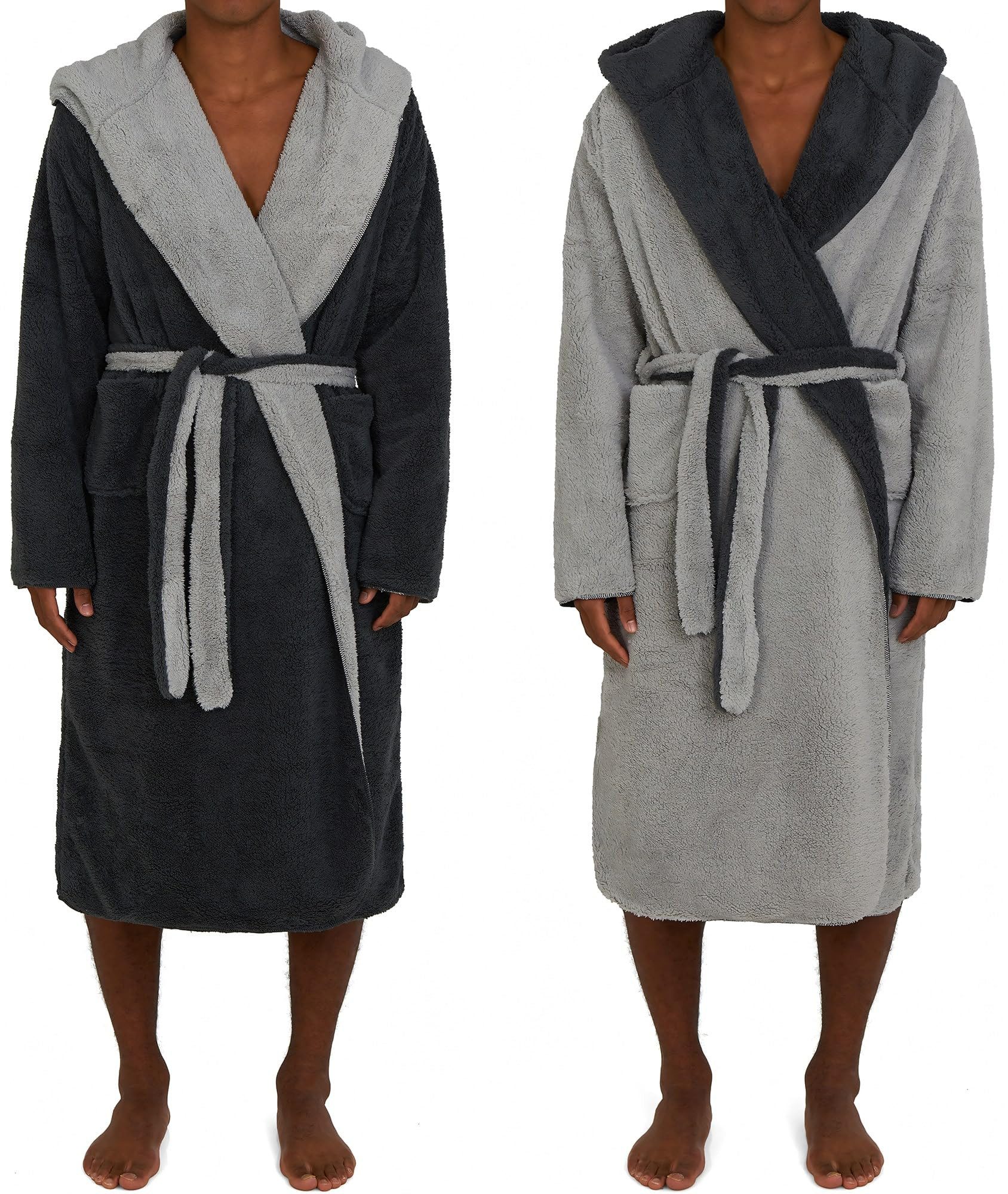 HOMELEVEL Badematte HOMELEVEL Herren Bademantel mit Kapuze, warm & flauschig